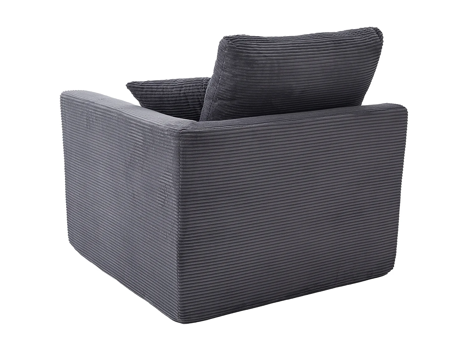 Poltrona semplice con cuscino in velluto a coste - Grigio scuro