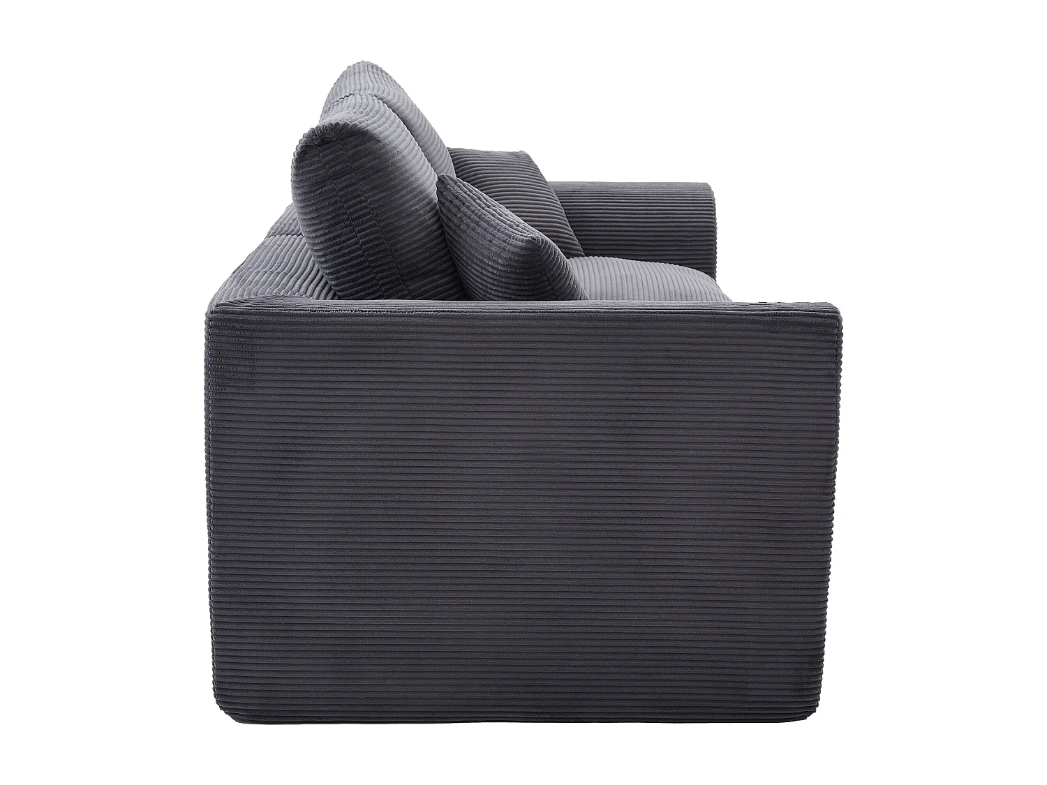 Poltrona semplice con cuscino in velluto a coste - Grigio scuro