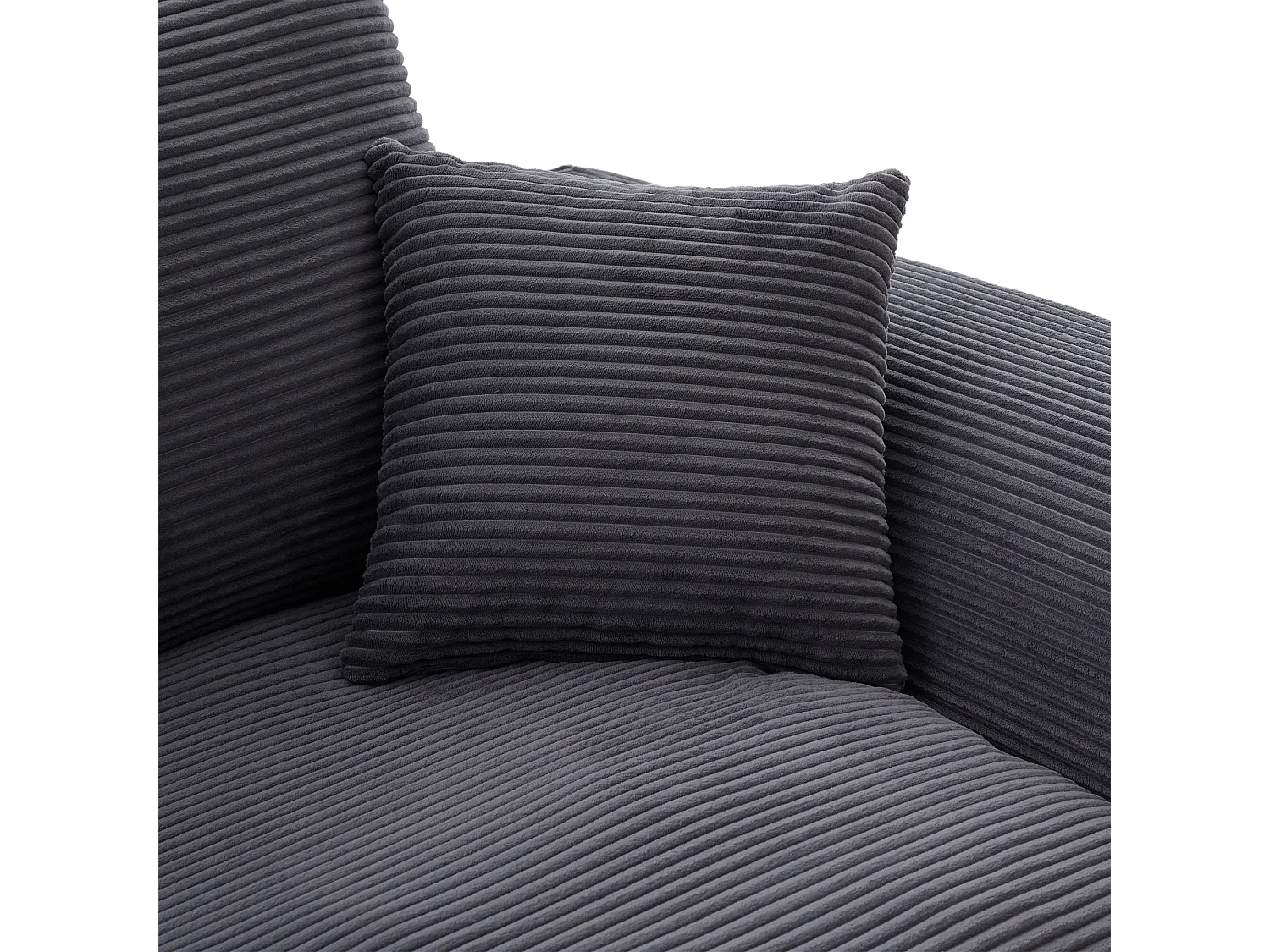 Poltrona semplice con cuscino in velluto a coste - Grigio scuro