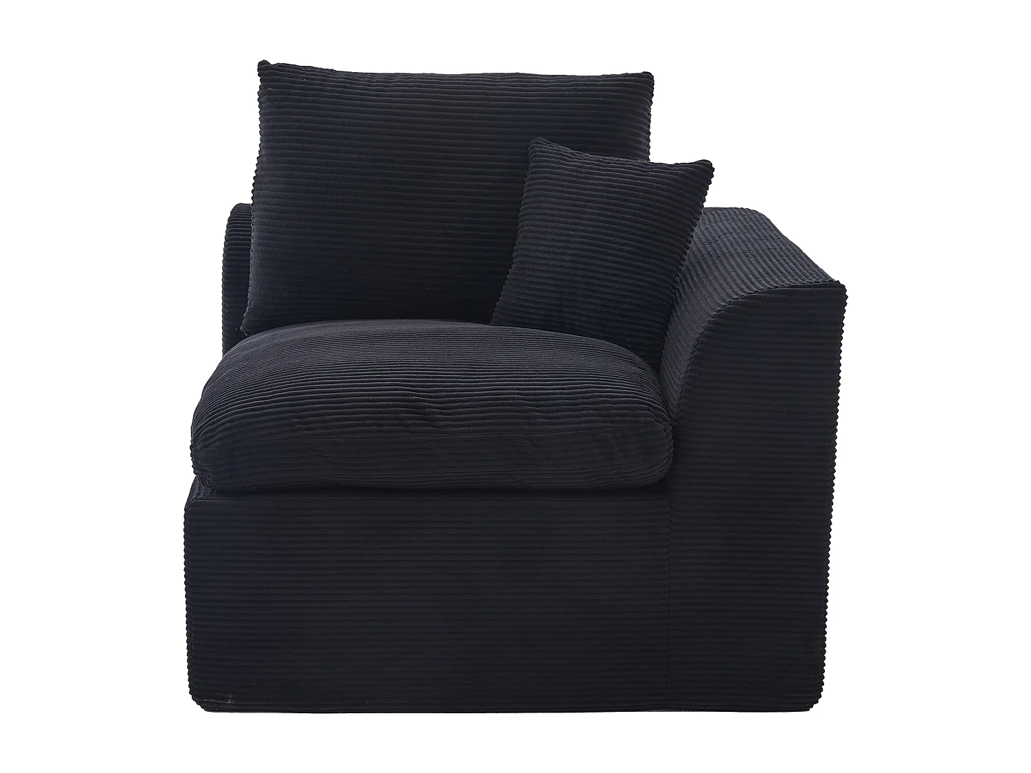 Poltrona semplice con cuscino in velluto a coste - Nero