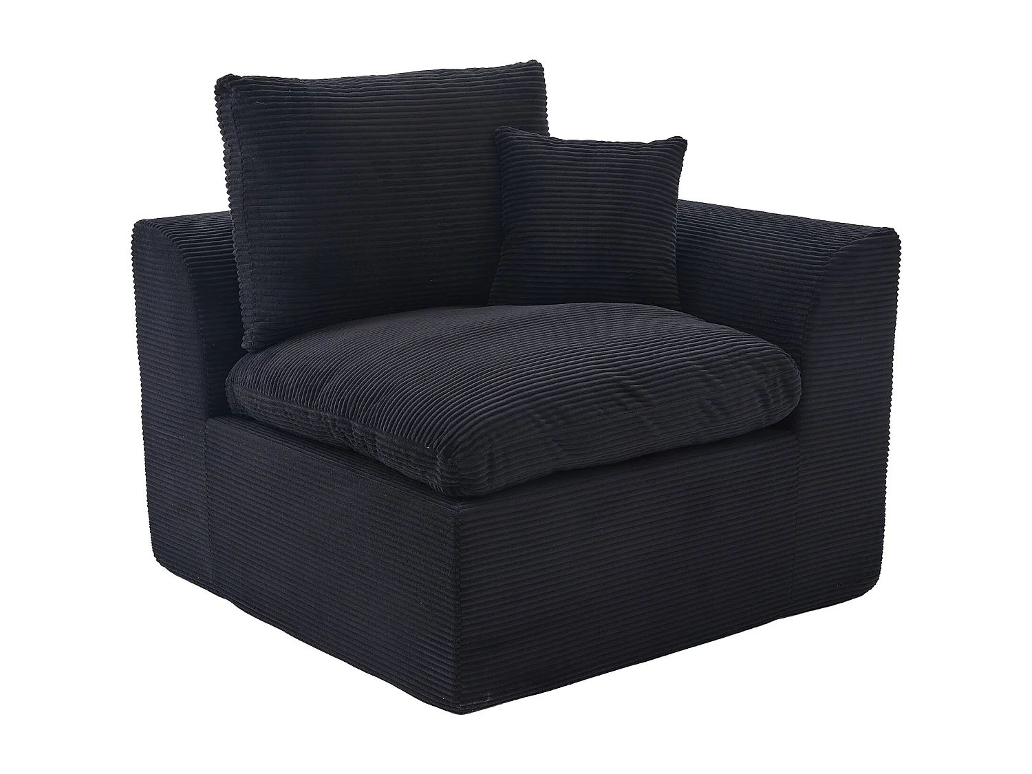 Poltrona semplice con cuscino in velluto a coste - Nero