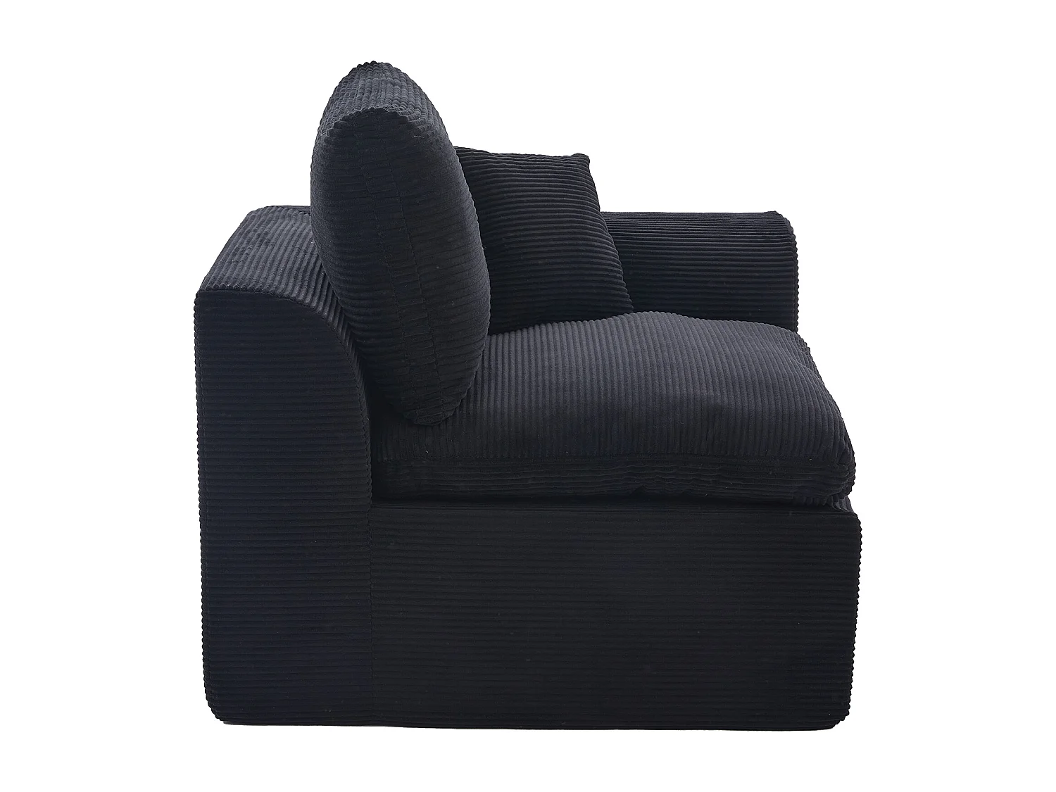 Poltrona semplice con cuscino in velluto a coste - Nero