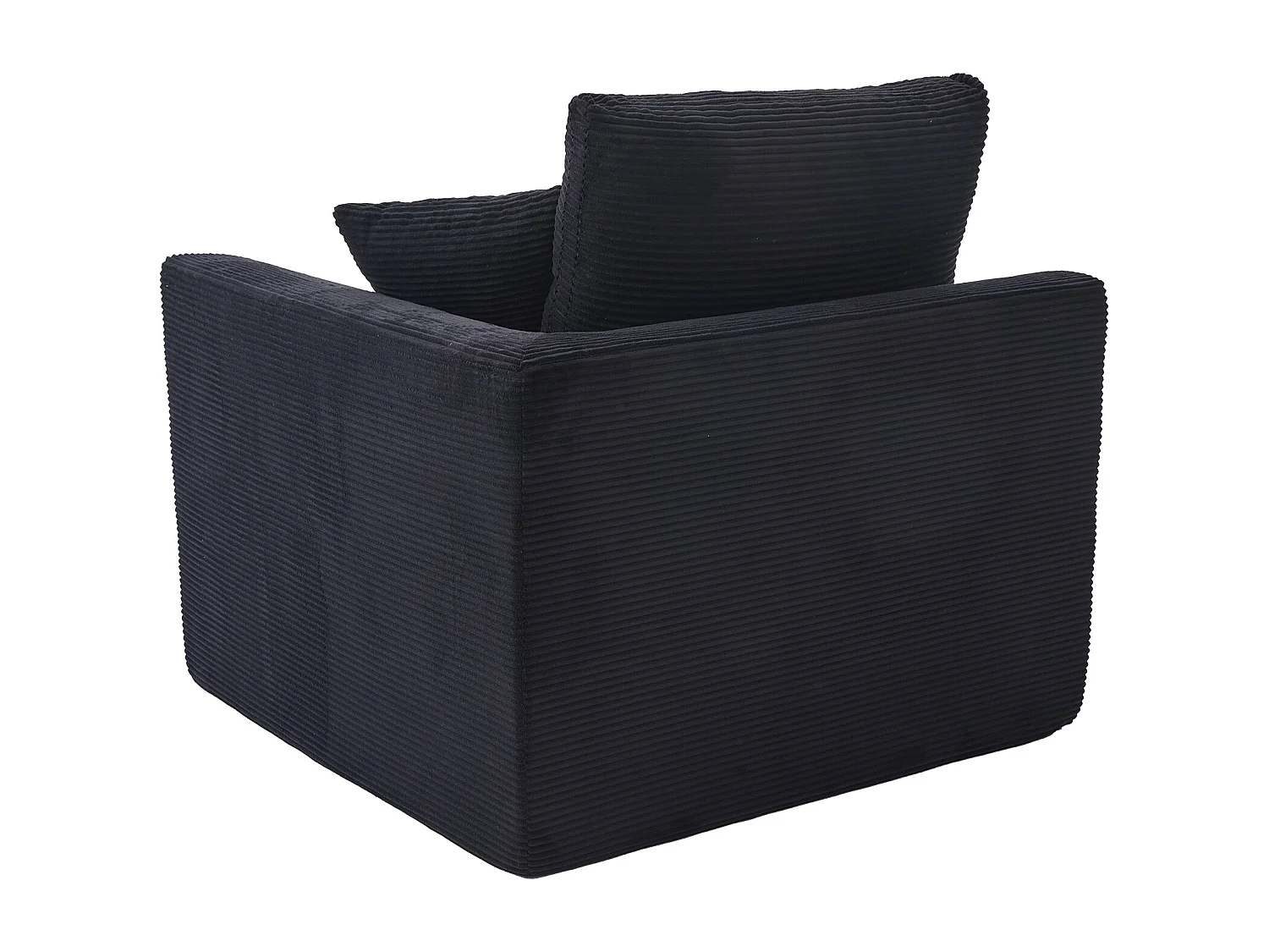 Poltrona semplice con cuscino in velluto a coste - Nero