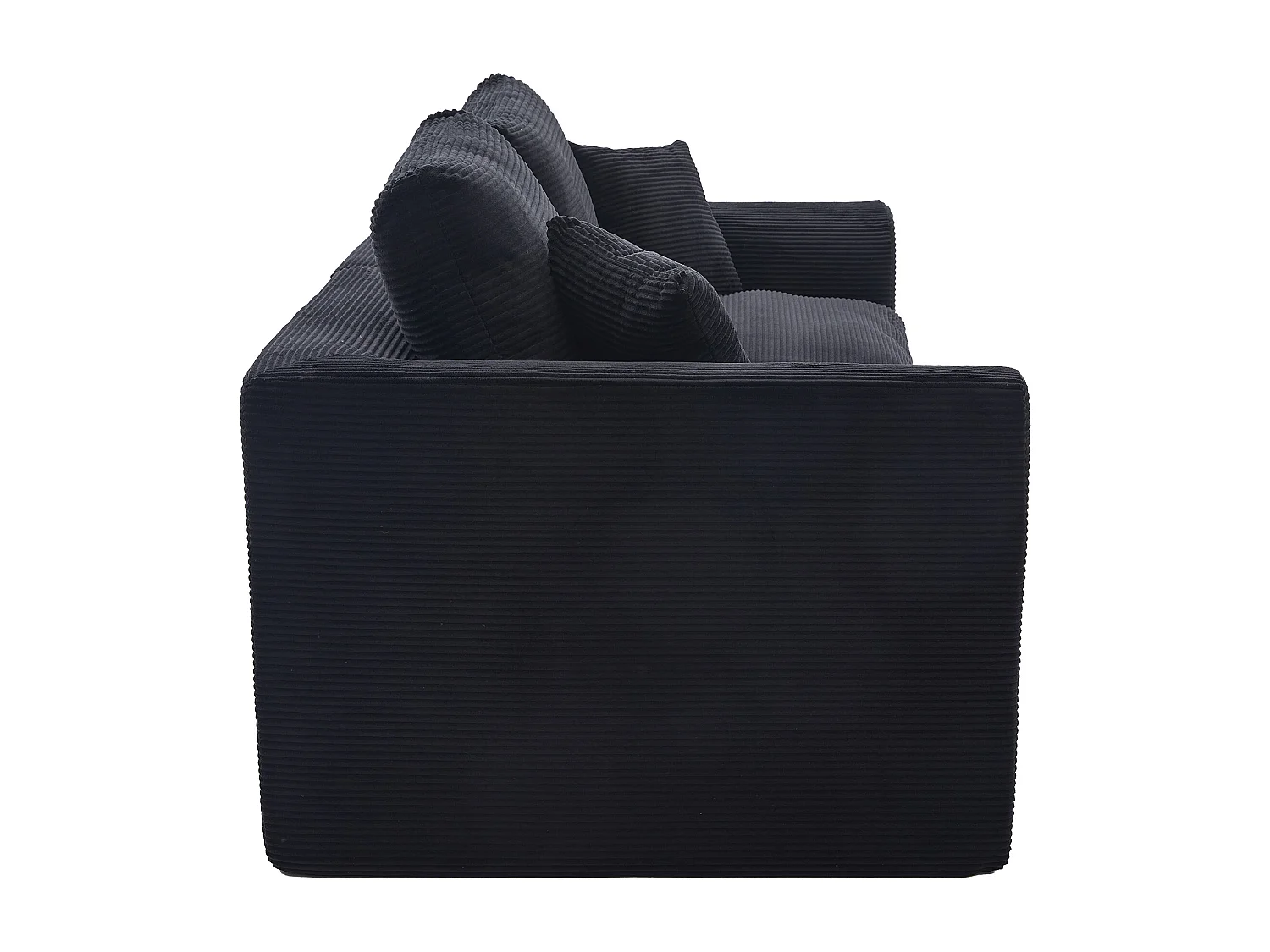 Poltrona semplice con cuscino in velluto a coste - Nero