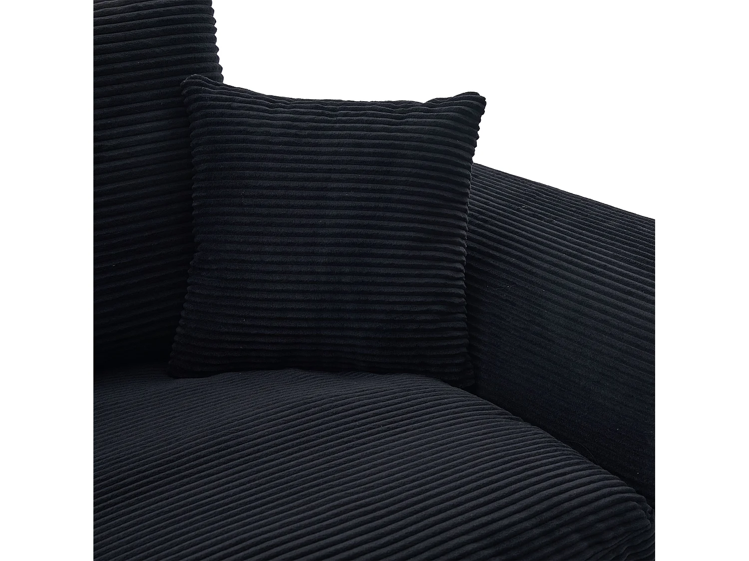 Poltrona semplice con cuscino in velluto a coste - Nero