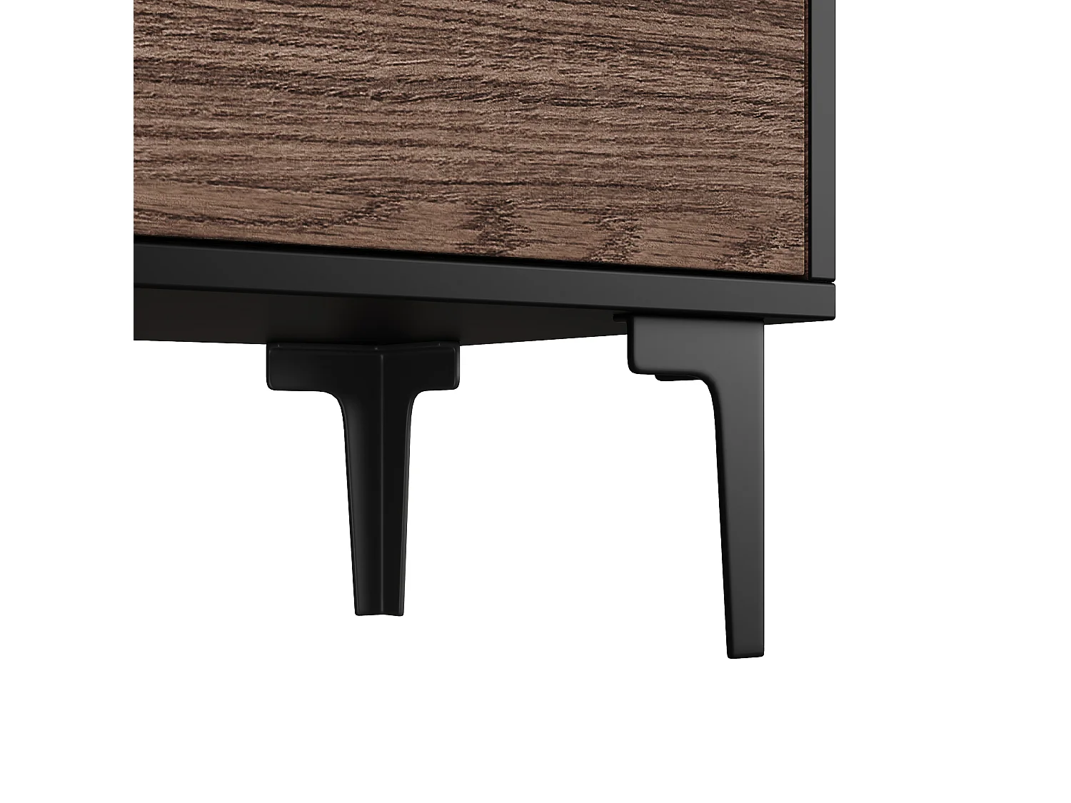 Tv-meubel voor een 80-inch tv in donker eikenhout - 3 deuren - Zwart frame