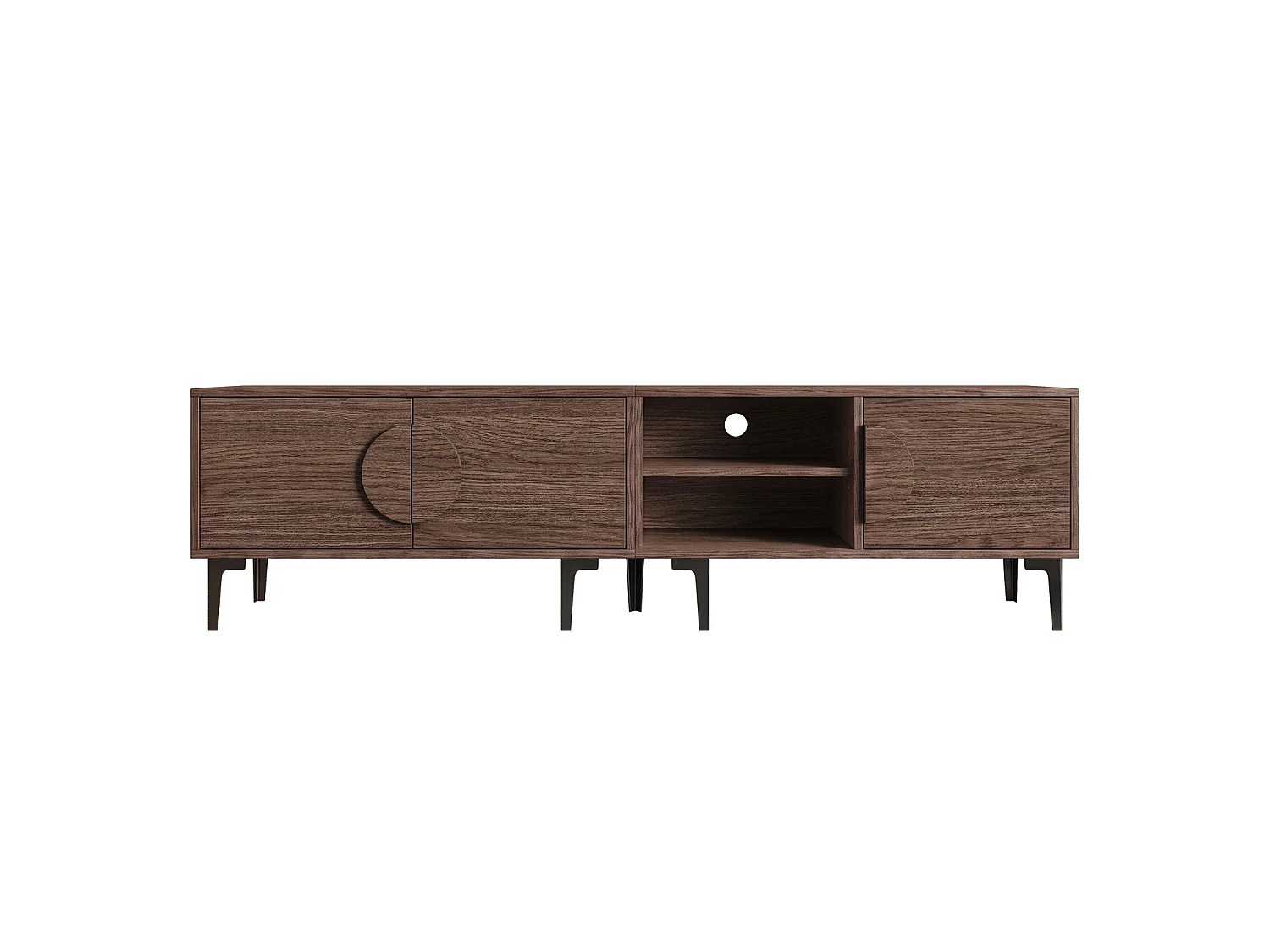 Meuble TV pour télé de 80 pouces en couleur chêne foncé - 3 portes