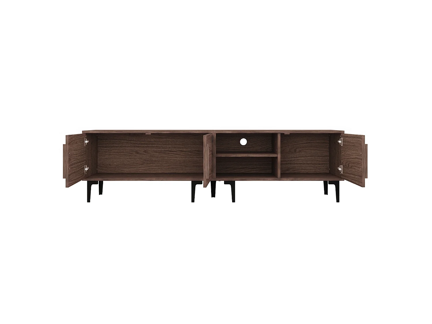 Meuble TV pour télé de 80 pouces en couleur chêne foncé - 3 portes