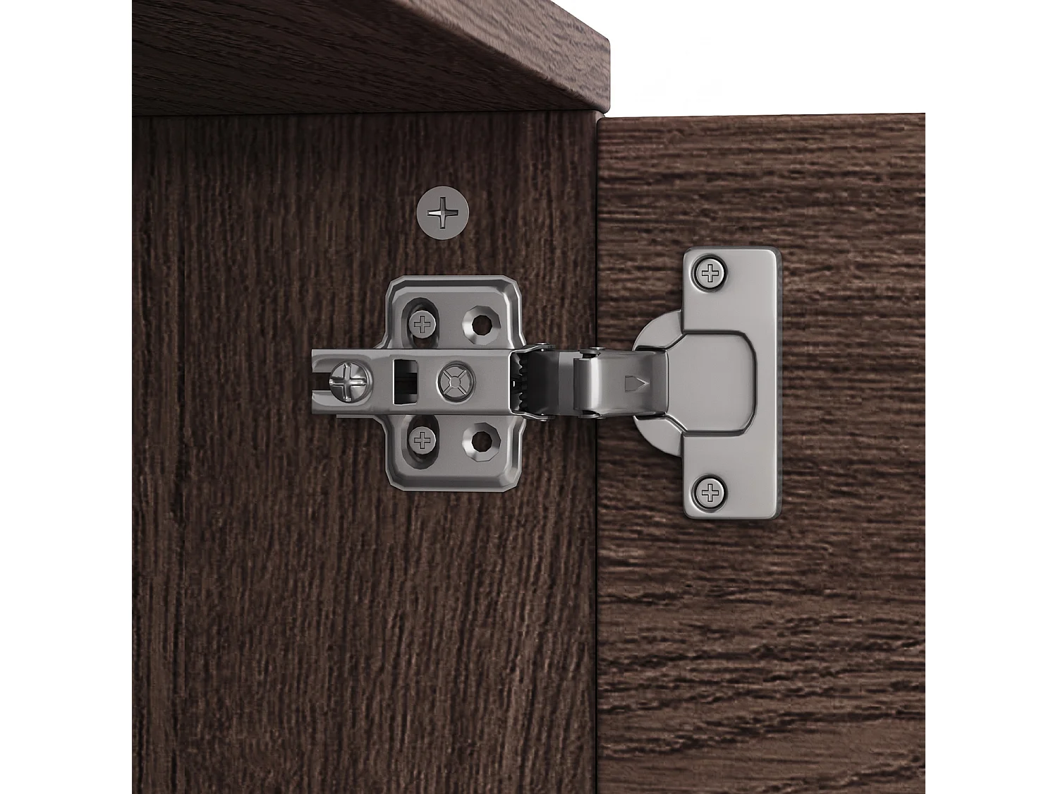Meuble TV pour télé de 80 pouces en couleur chêne foncé - 3 portes