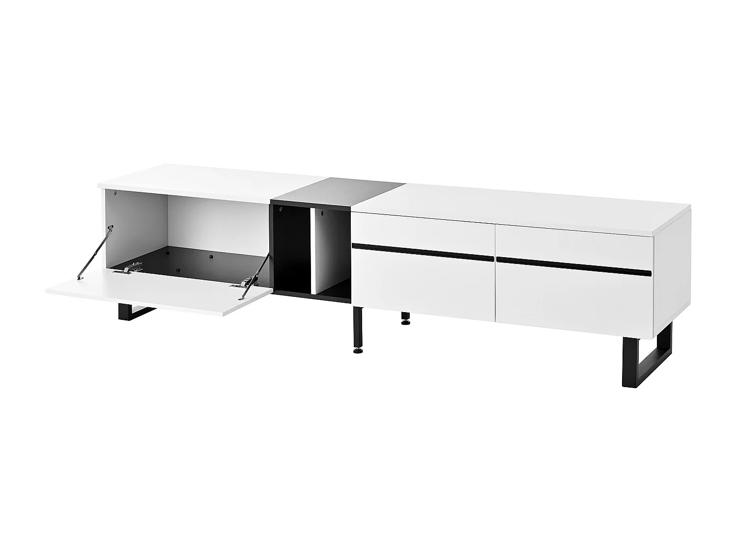 Mobile TV bianco 180cm con 3 ante - Legno PB - Colore bianco e nero