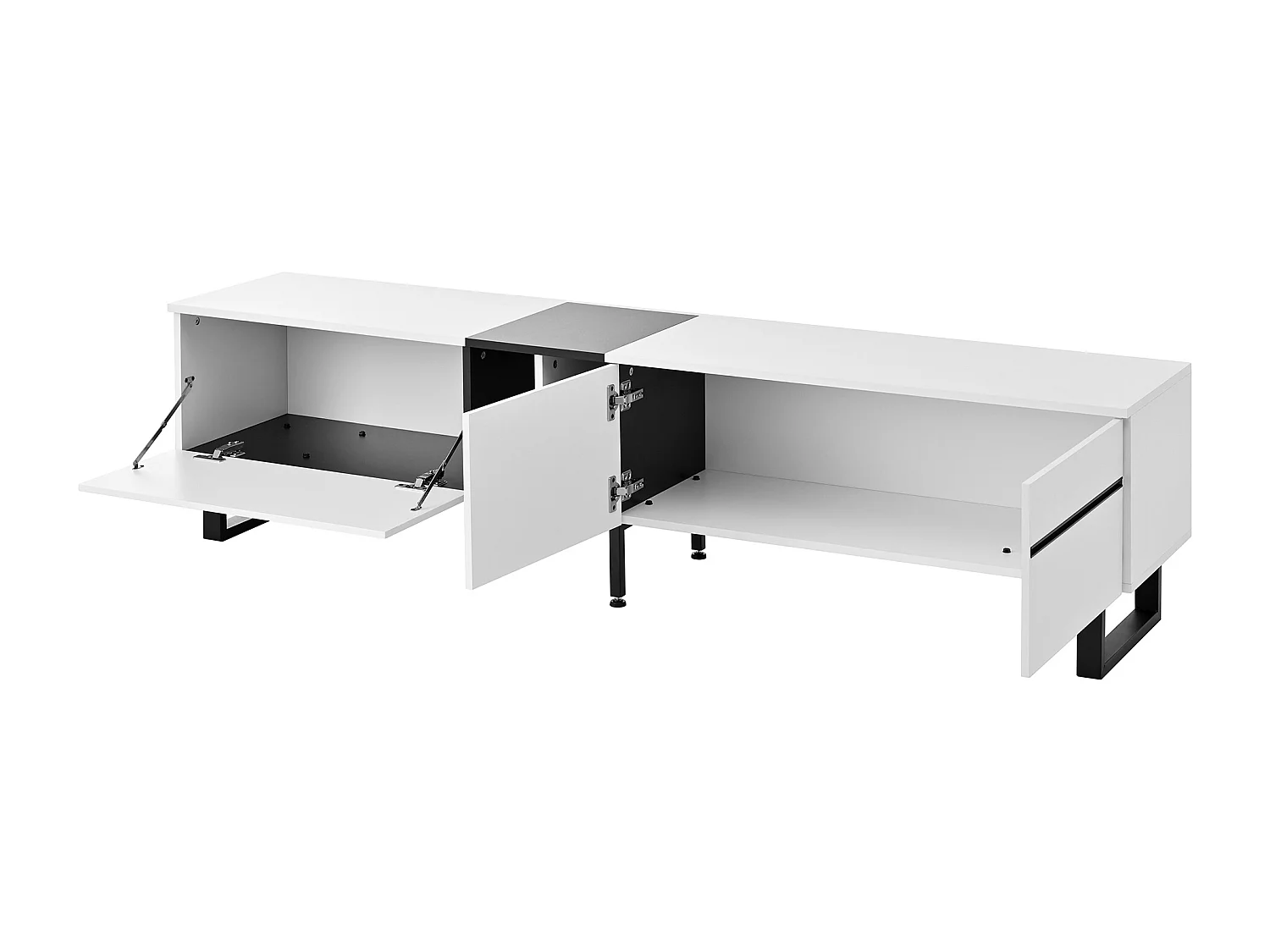 Mobile TV bianco 180cm con 3 ante - Legno PB - Colore bianco e nero