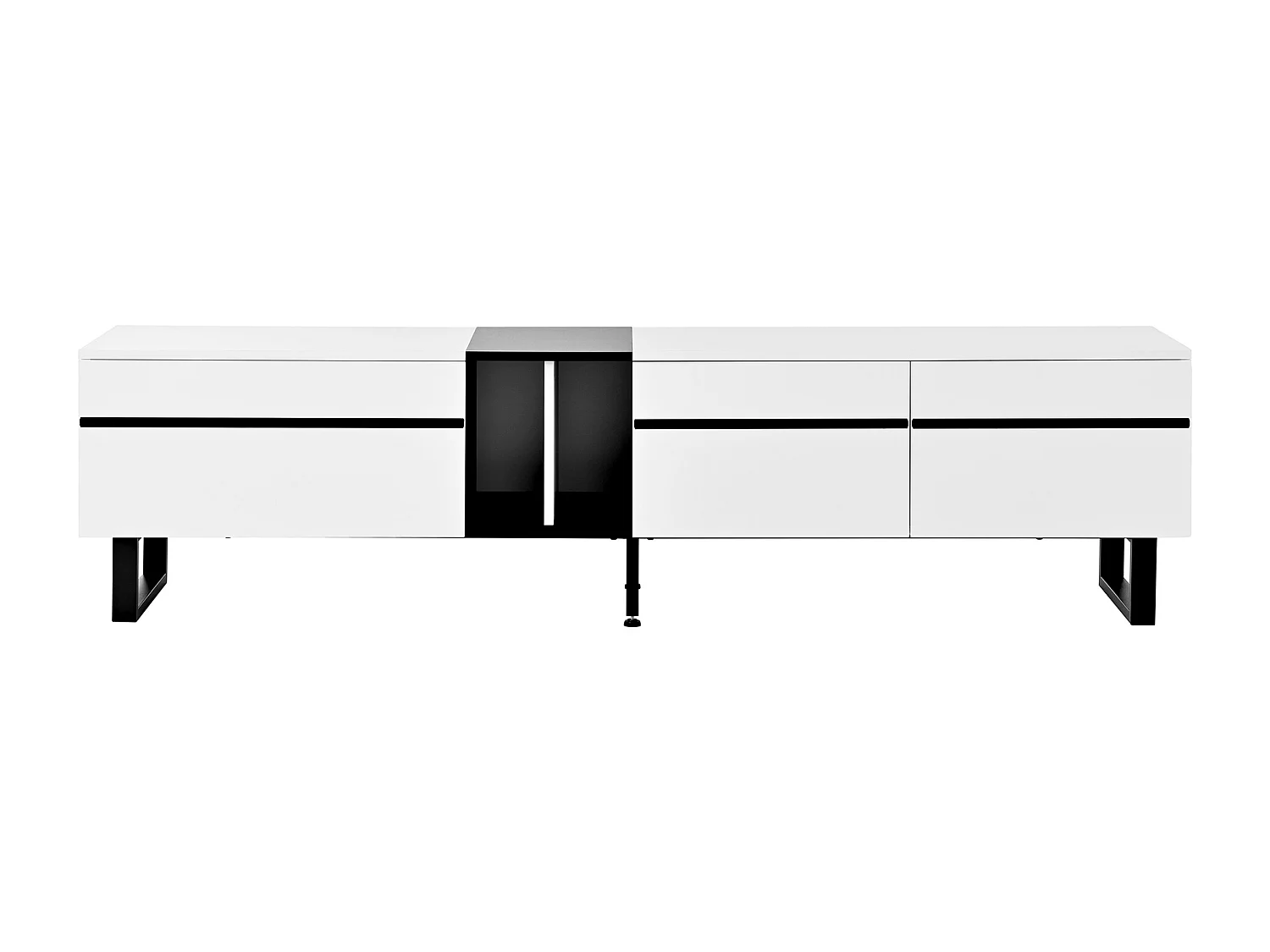 Mobile TV bianco 180cm con 3 ante - Legno PB - Colore bianco e nero