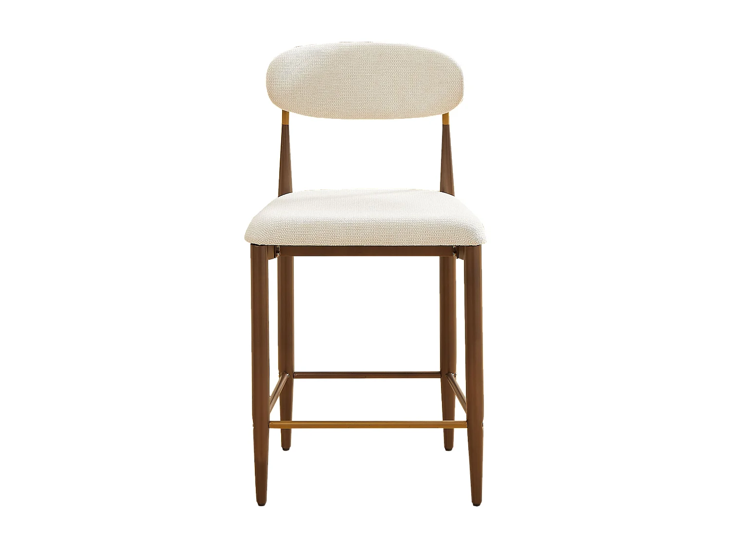 Lot de 2 tabourets de bar hauteur 94cm - Cadre métal brun et doré - Tissu beige