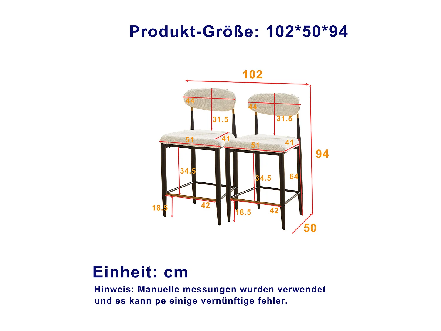 Lot de 2 tabourets de bar hauteur 94cm - Cadre métal brun et doré - Tissu beige