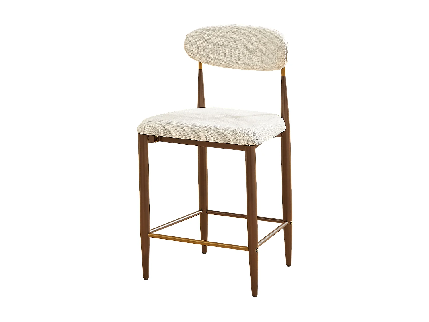 Lot de 2 tabourets de bar hauteur 94cm - Cadre métal brun et doré - Tissu beige