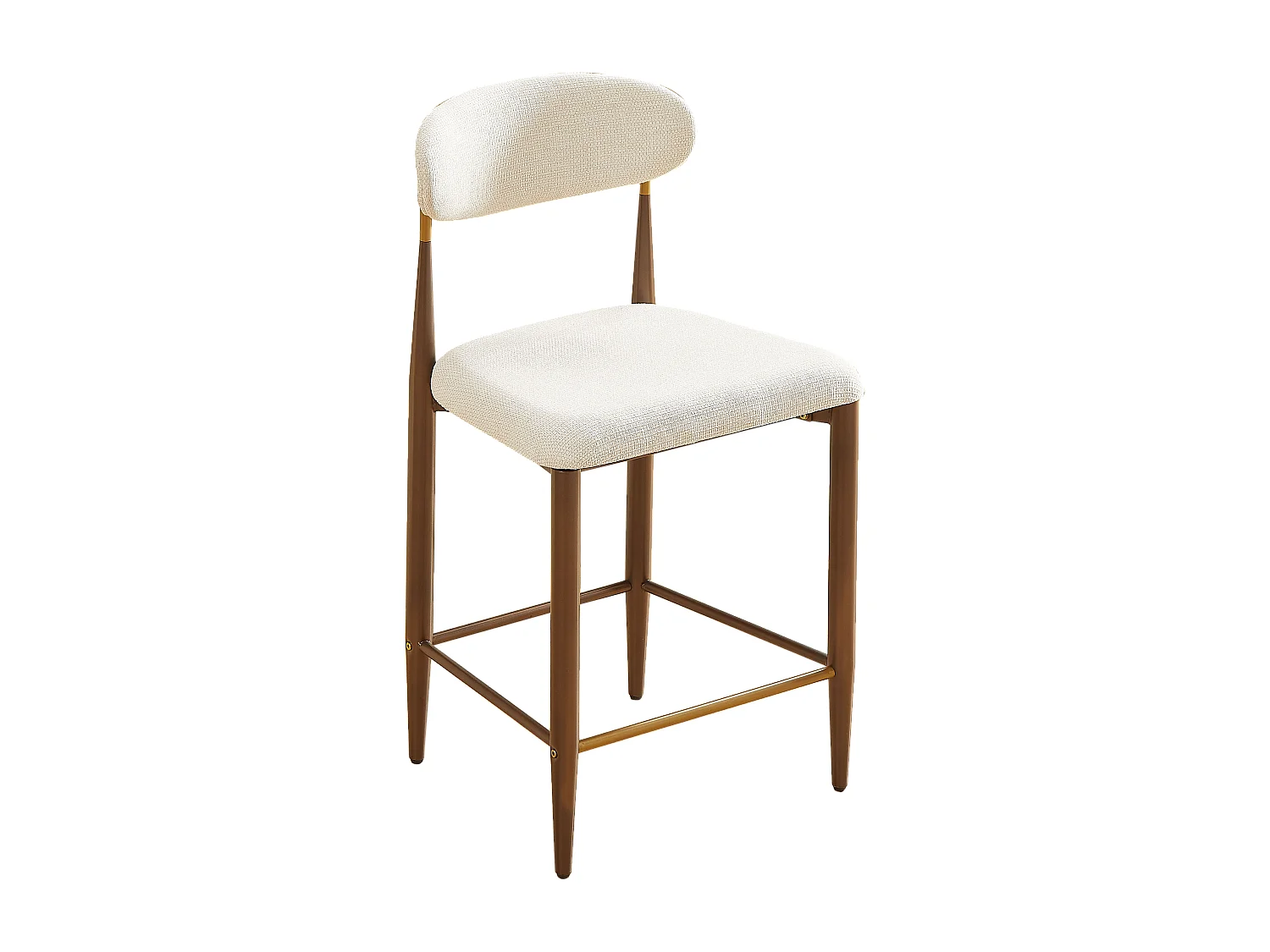 Lot de 2 tabourets de bar hauteur 94cm - Cadre métal brun et doré - Tissu beige