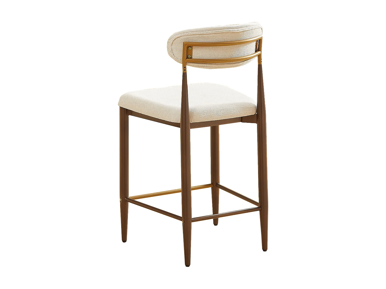Lot de 2 tabourets de bar hauteur 94cm - Cadre métal brun et doré - Tissu beige