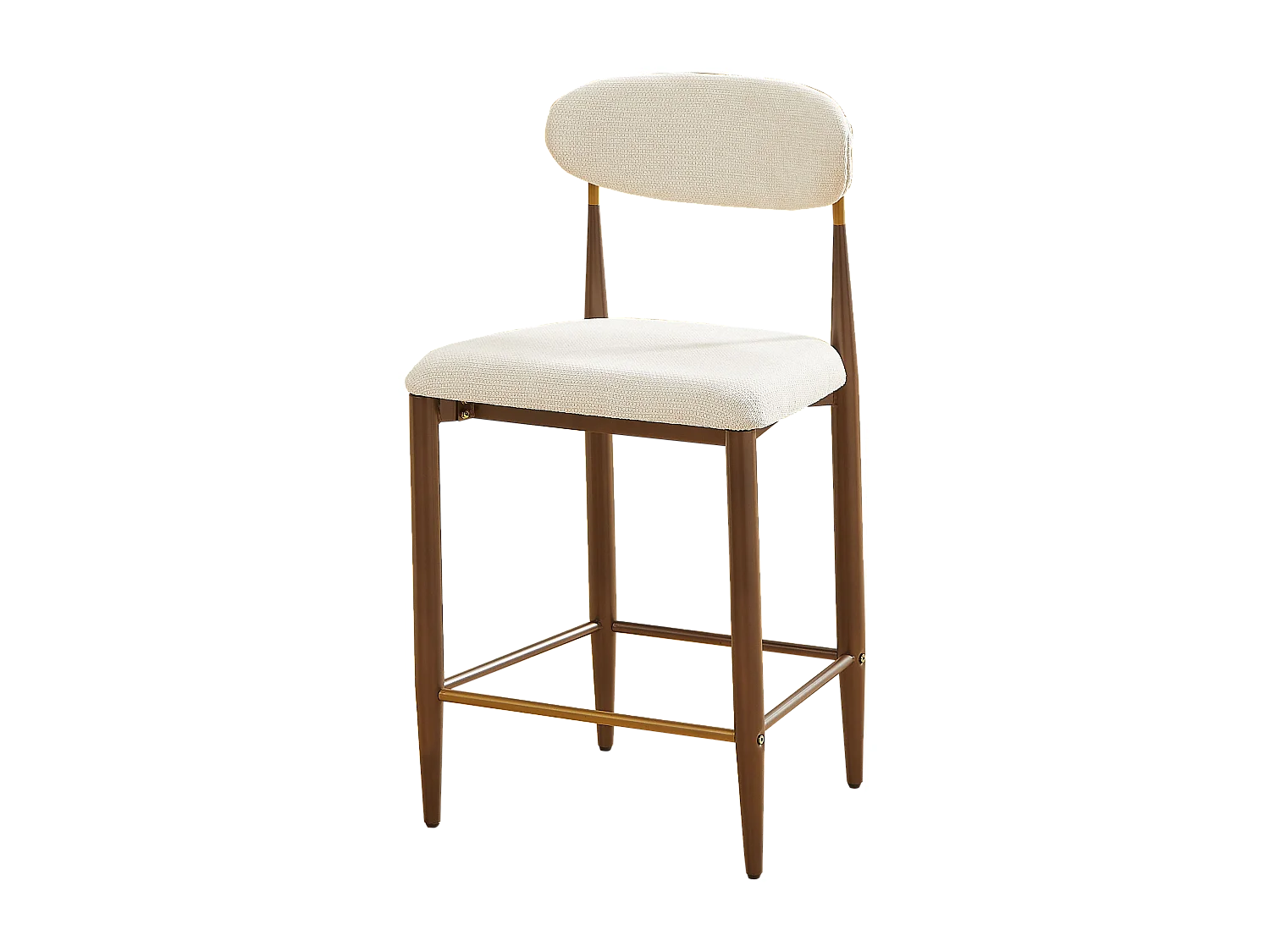 Lot de 2 tabourets de bar hauteur 94cm - Cadre métal brun et doré - Tissu beige