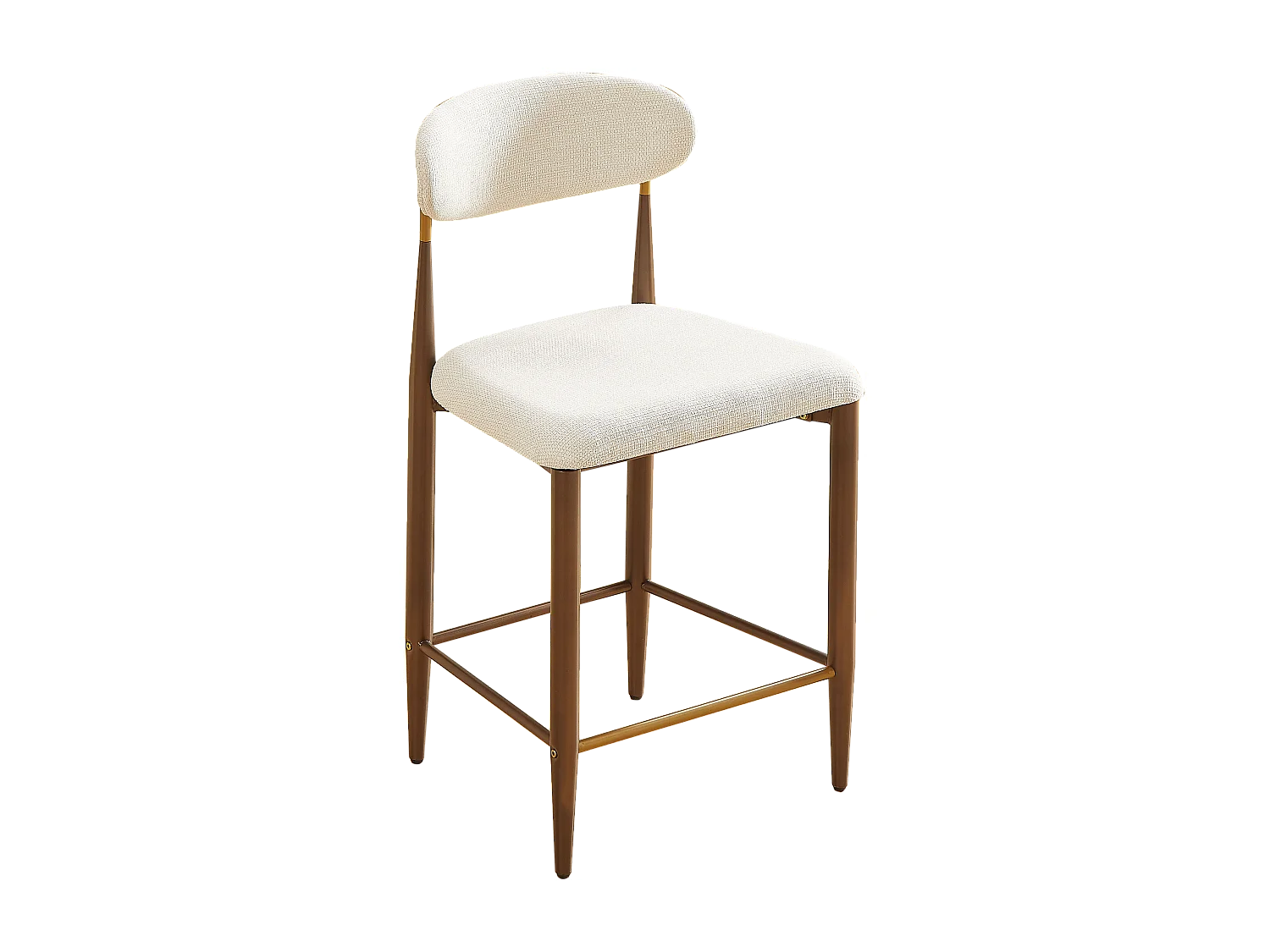 Lot de 2 tabourets de bar hauteur 94cm - Cadre métal brun et doré - Tissu beige