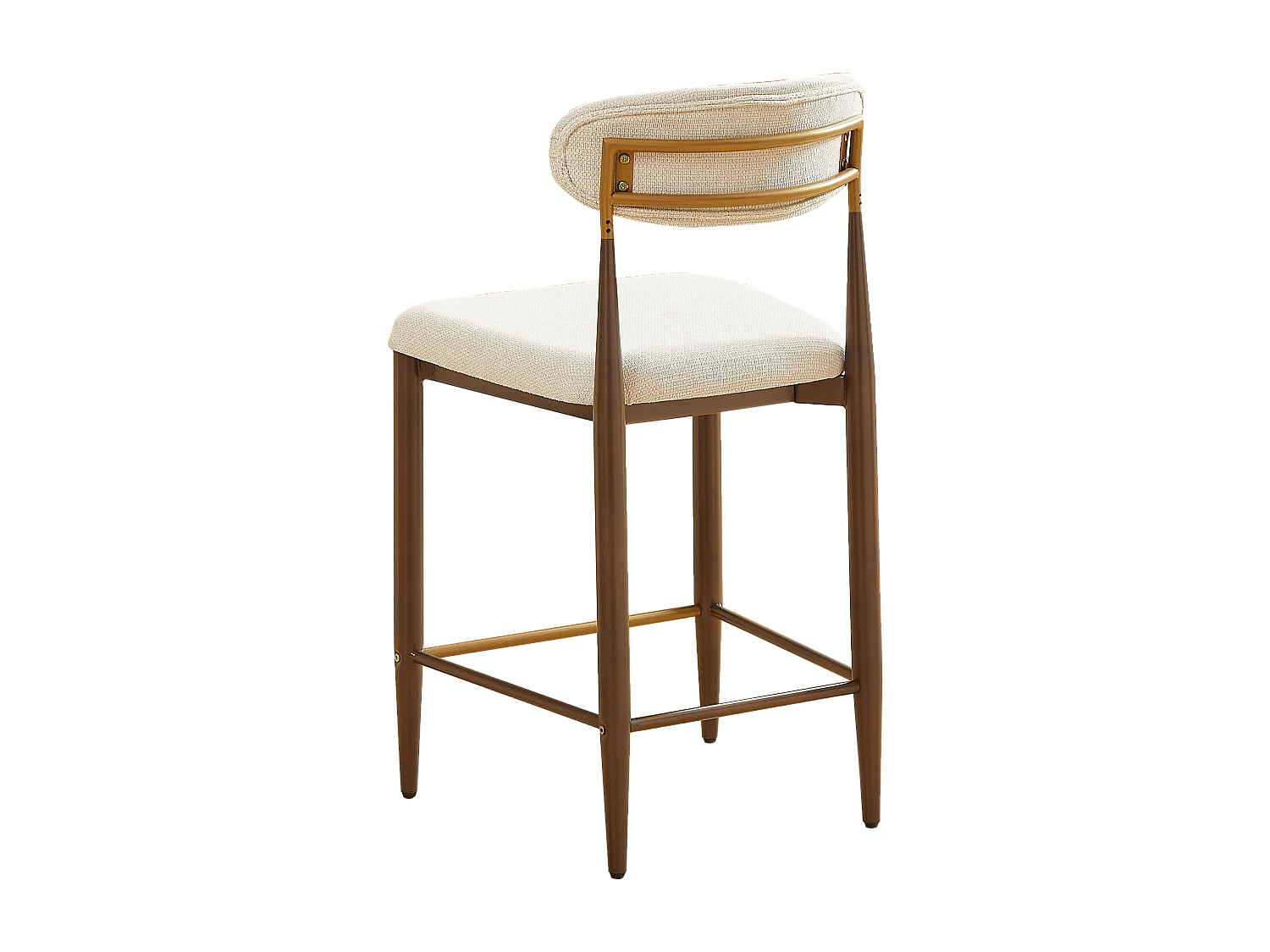 Lot de 2 tabourets de bar hauteur 94cm - Cadre métal brun et doré - Tissu beige