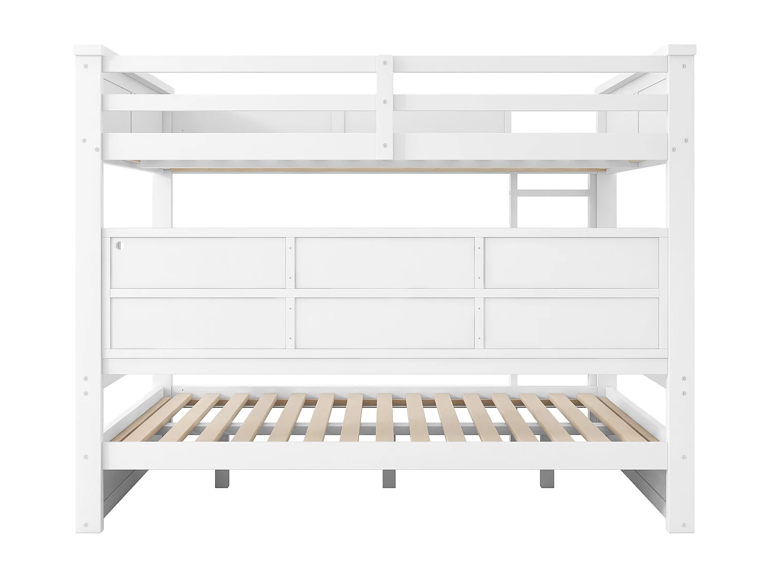 Letto a castello 160x200cm con contenitore e LED - Letto per bambini bianco in legno di pino e MDF, materasso non incluso