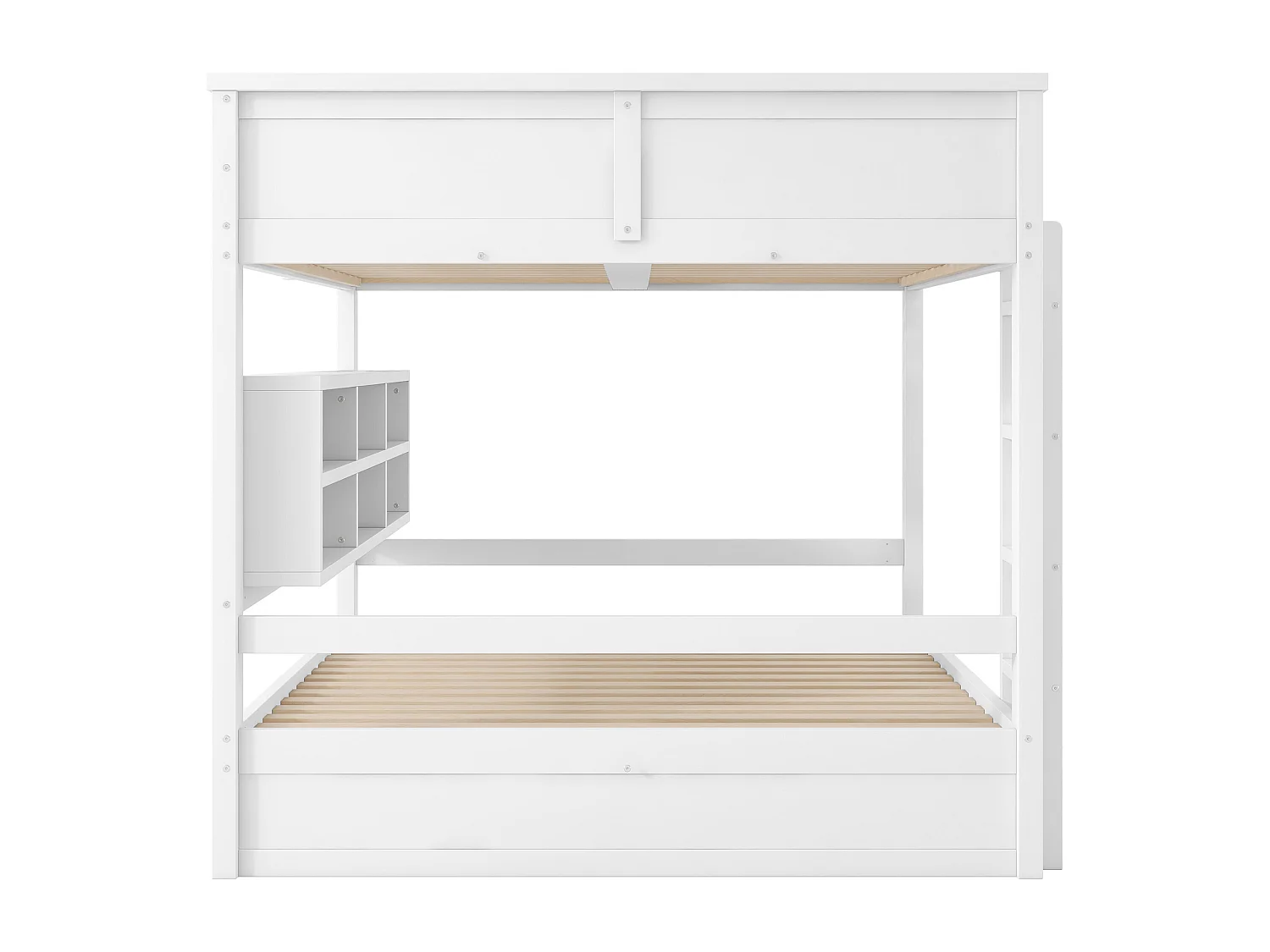 Letto a castello 160x200cm con contenitore e LED - Letto per bambini bianco in legno di pino e MDF, materasso non incluso