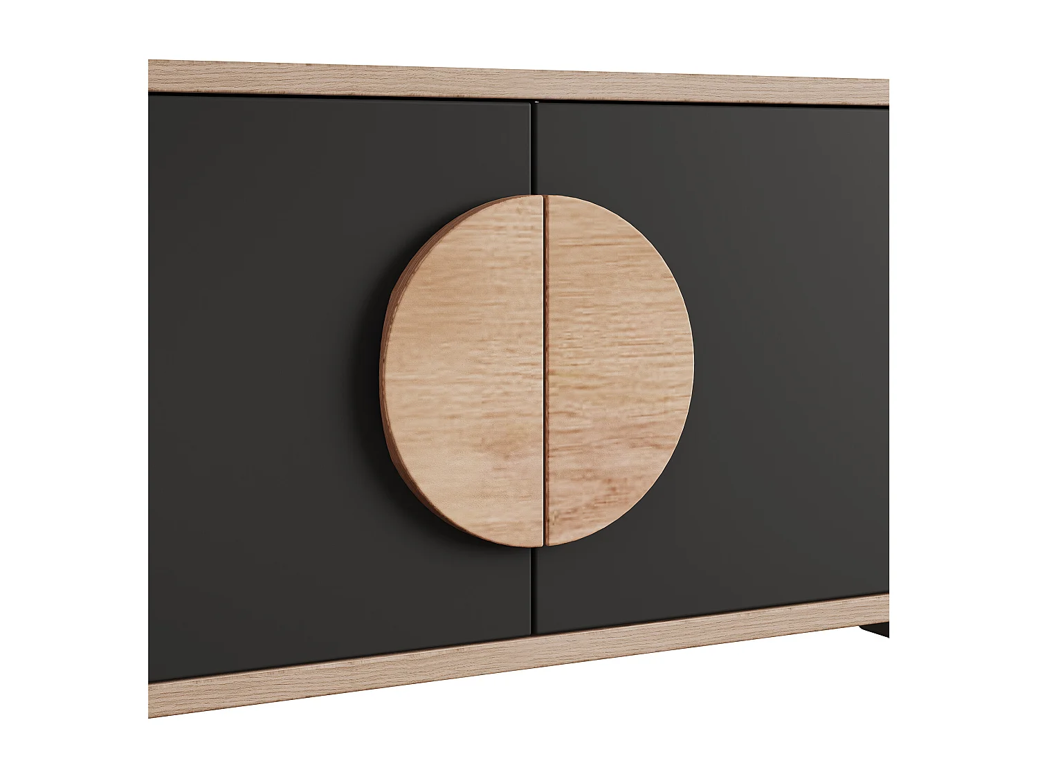 Tv-meubel voor 80-inch tv met 3 deuren - Zwart en houtkleur