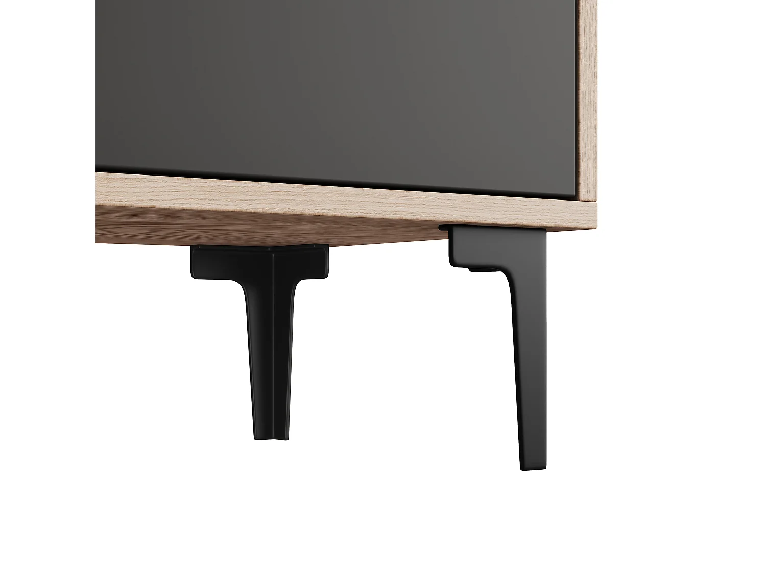 Tv-meubel voor 80-inch tv met 3 deuren - Zwart en houtkleur