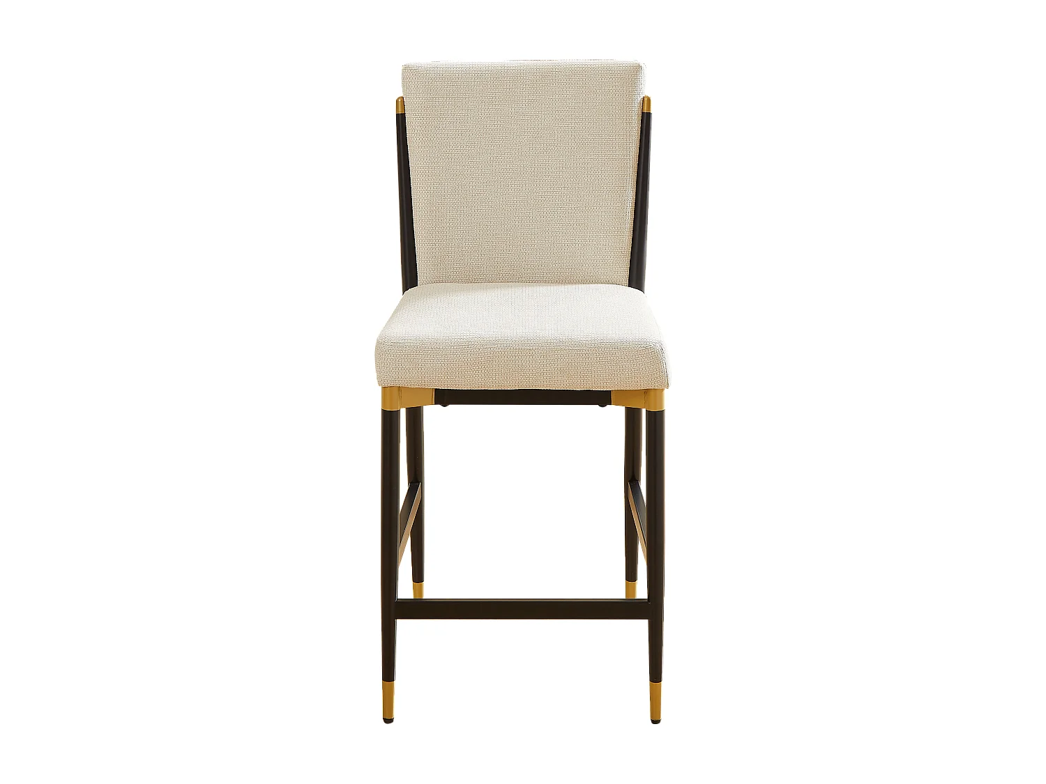 Lot de 2 tabourets de bar en tissu beige - Cadre en métal noir et or