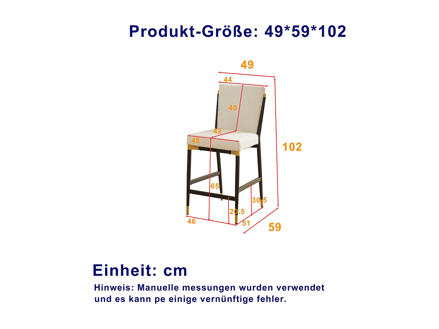 Lot de 2 tabourets de bar en tissu beige - Cadre en métal noir et or