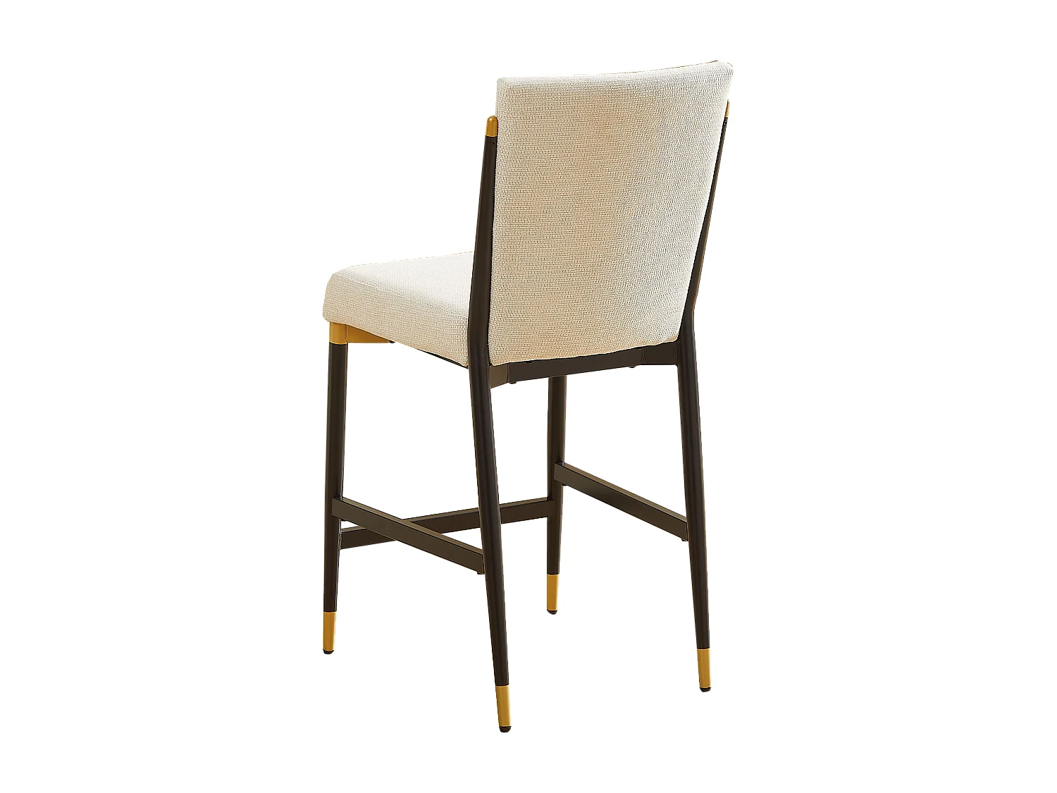 Lot de 2 tabourets de bar en tissu beige - Cadre en métal noir et or