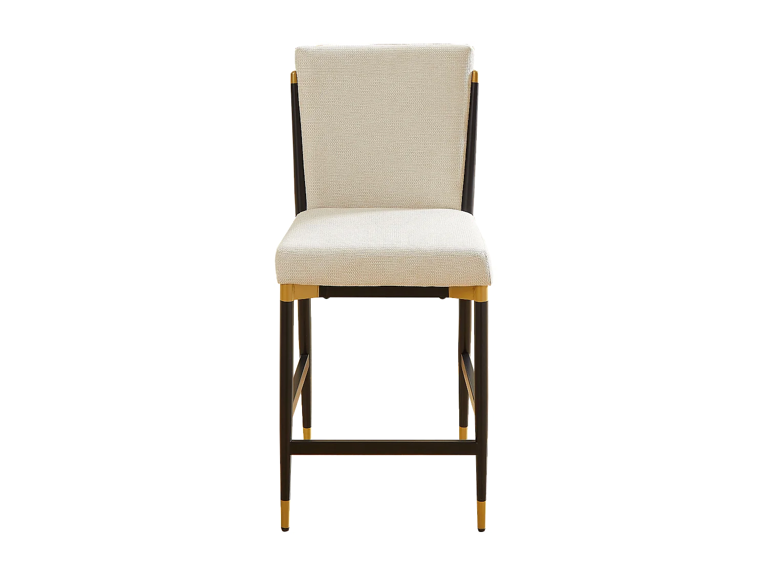 Lot de 2 tabourets de bar en tissu beige - Cadre en métal noir et or