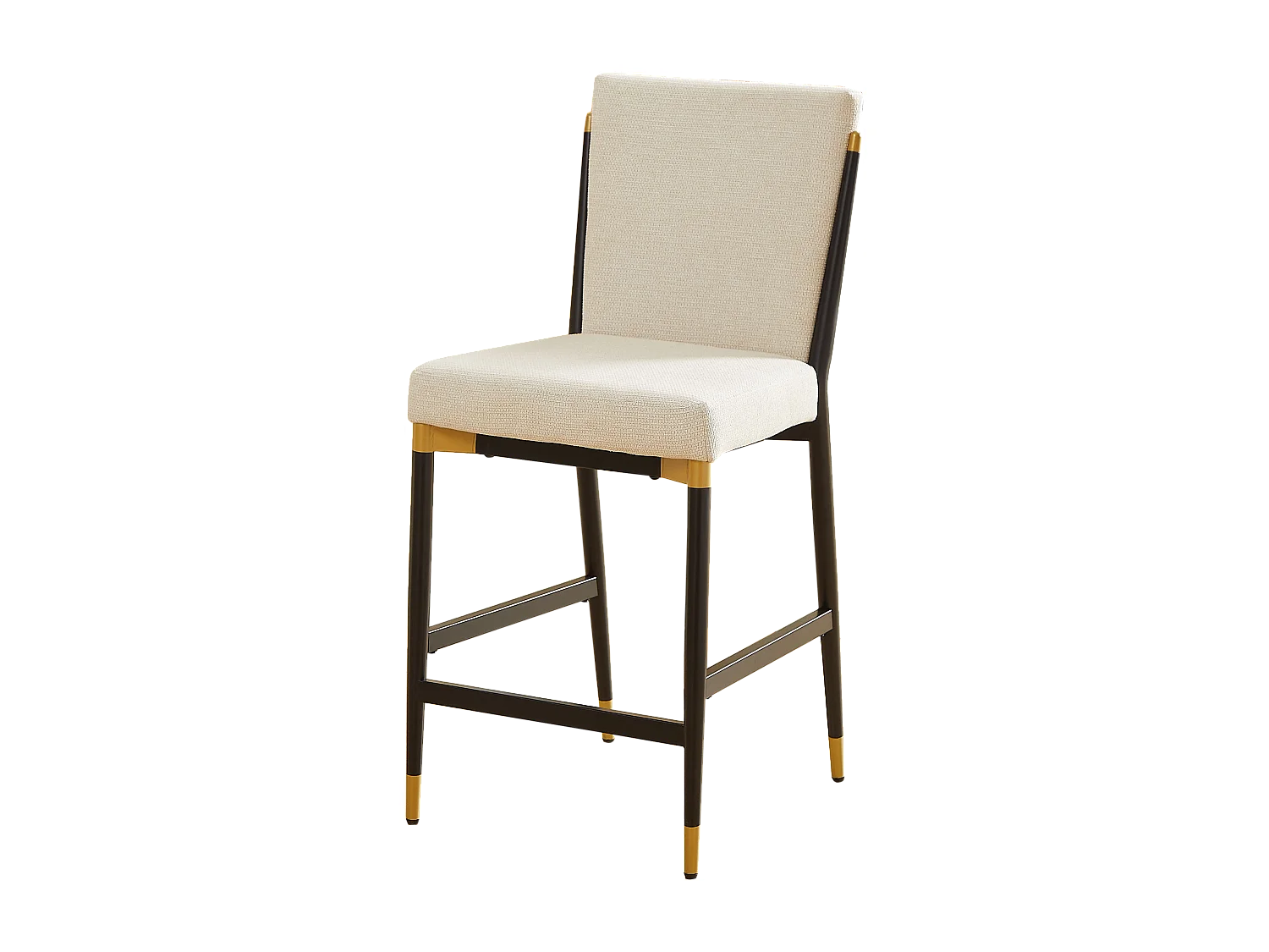 Lot de 2 tabourets de bar en tissu beige - Cadre en métal noir et or