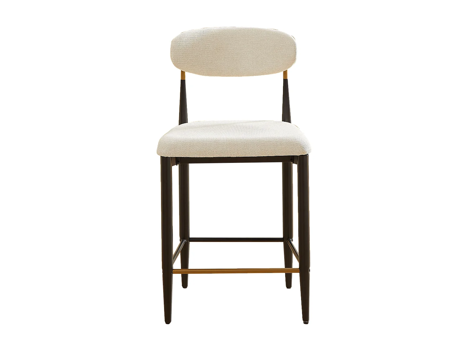 Lot de 2 tabourets de bar en tissu beige - Cadre en métal noir et marron