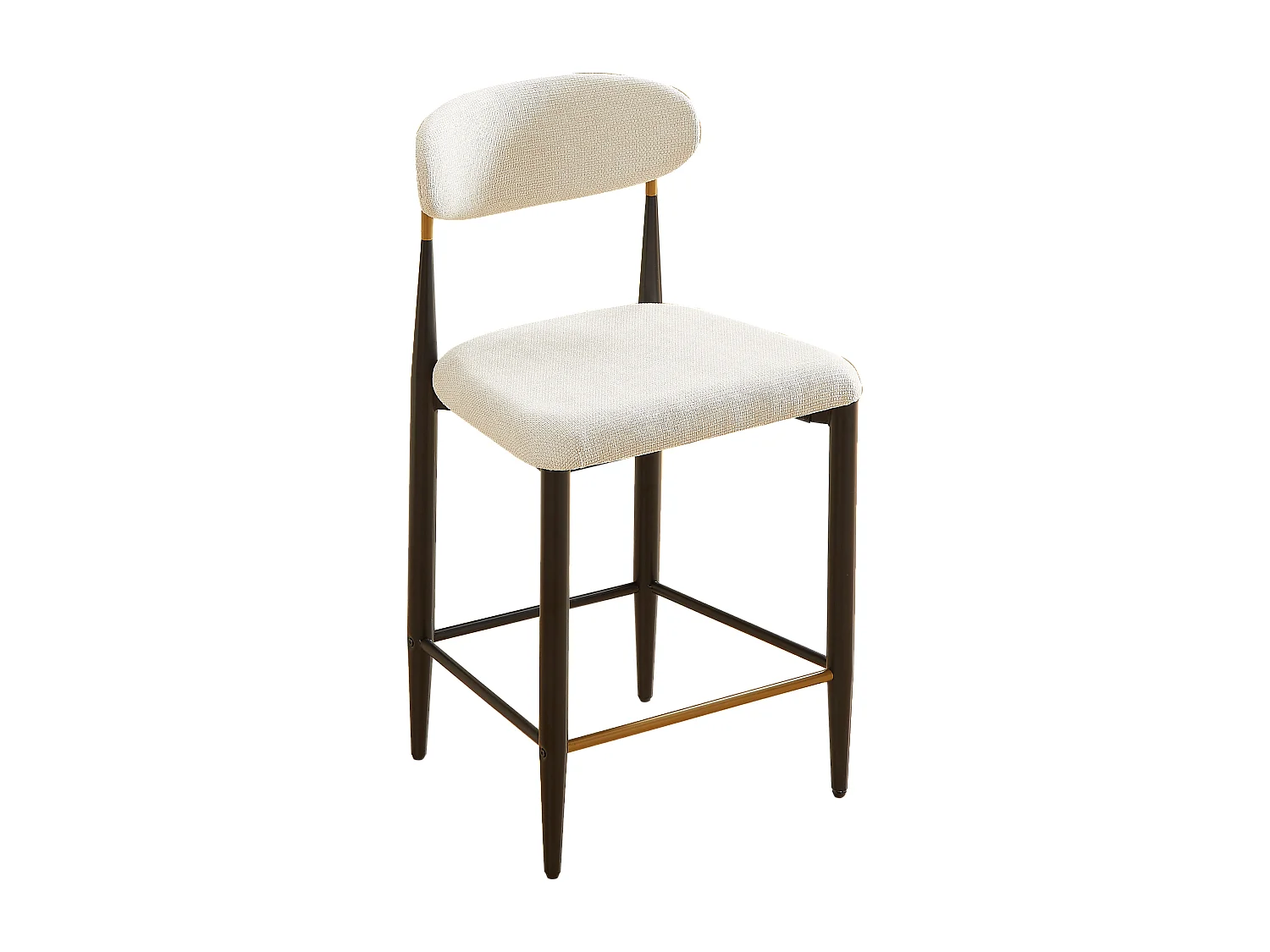 Lot de 2 tabourets de bar en tissu beige - Cadre en métal noir et marron