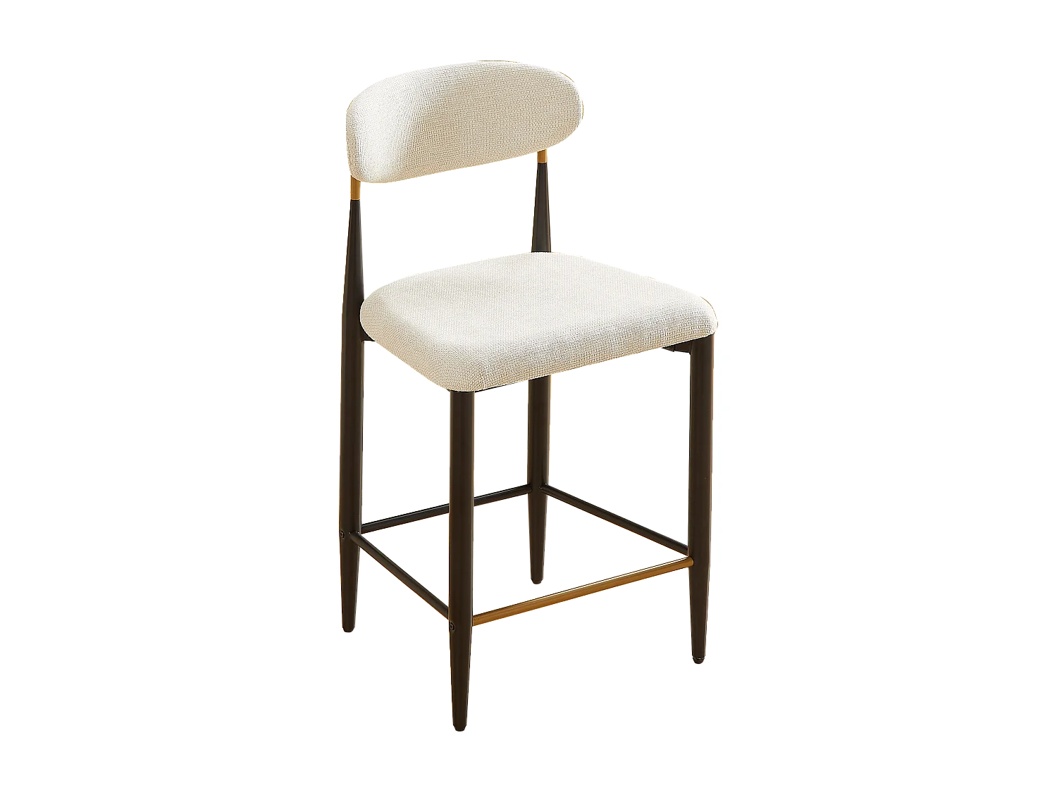 Lot de 2 tabourets de bar en tissu beige - Cadre en métal noir et marron