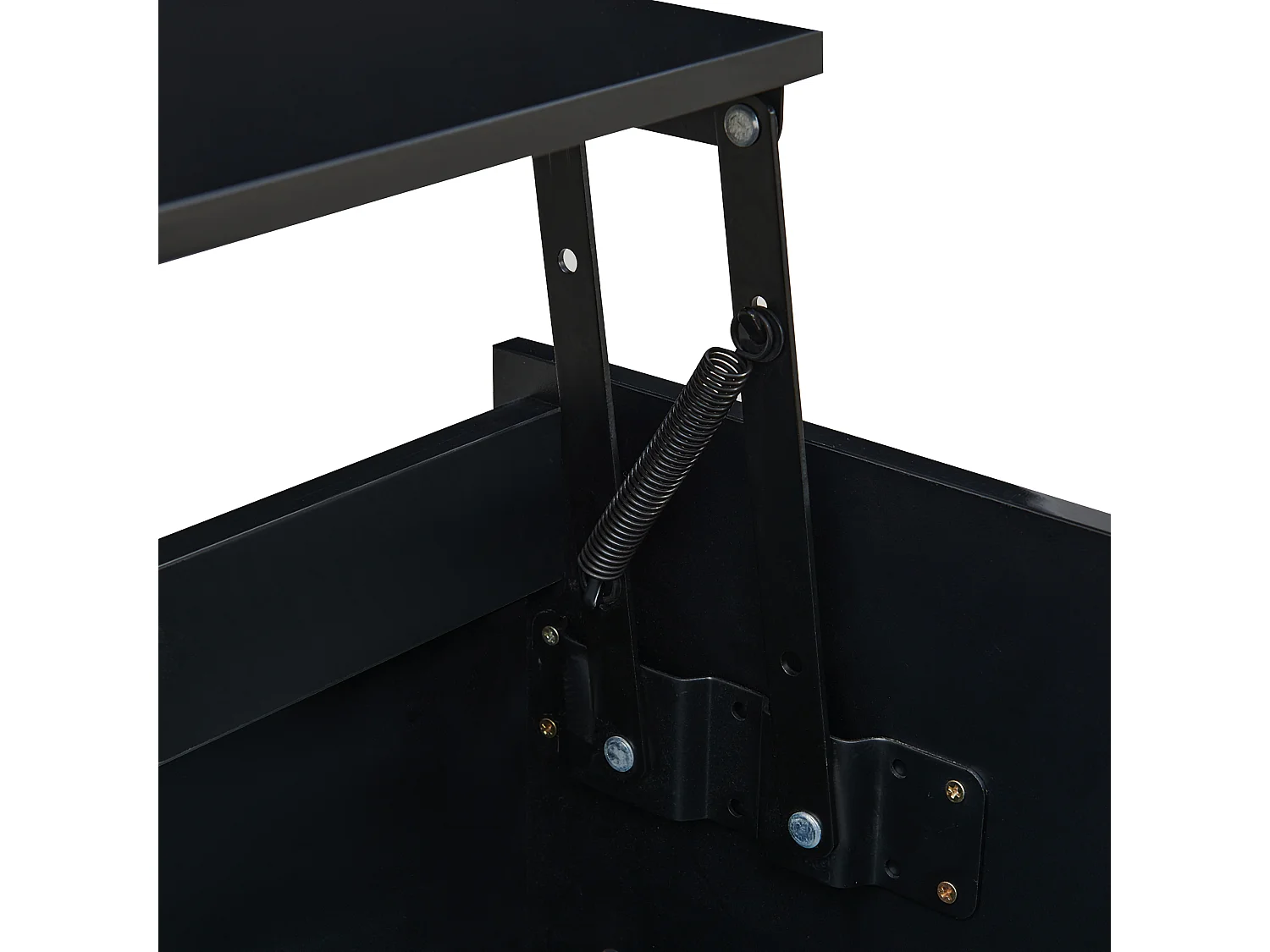 Table basse relevable noire brillante avec rangement - Bois en PB