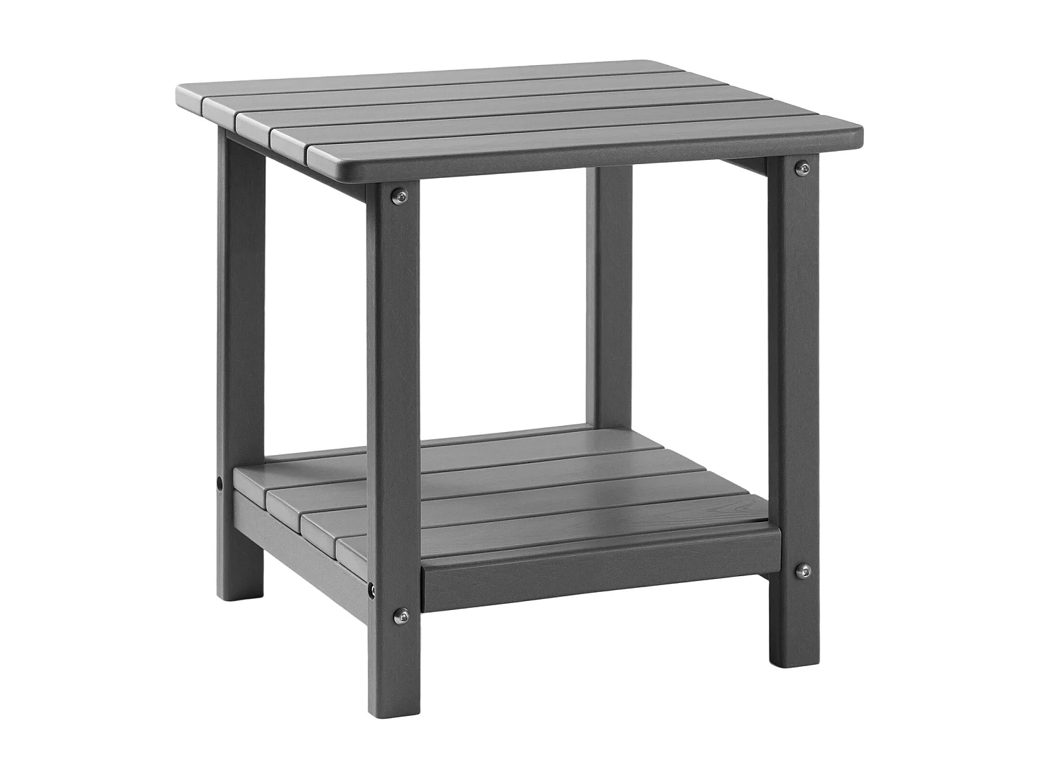 Table d’Appoint SucceBuy Extérieur Jardin, 2 Niveaux, 45 x 38 x 44 cm, en PEHD, Entretien Facile, Résiste aux Intempéries, pour Terrasse, Bord de Piscine, Gris
