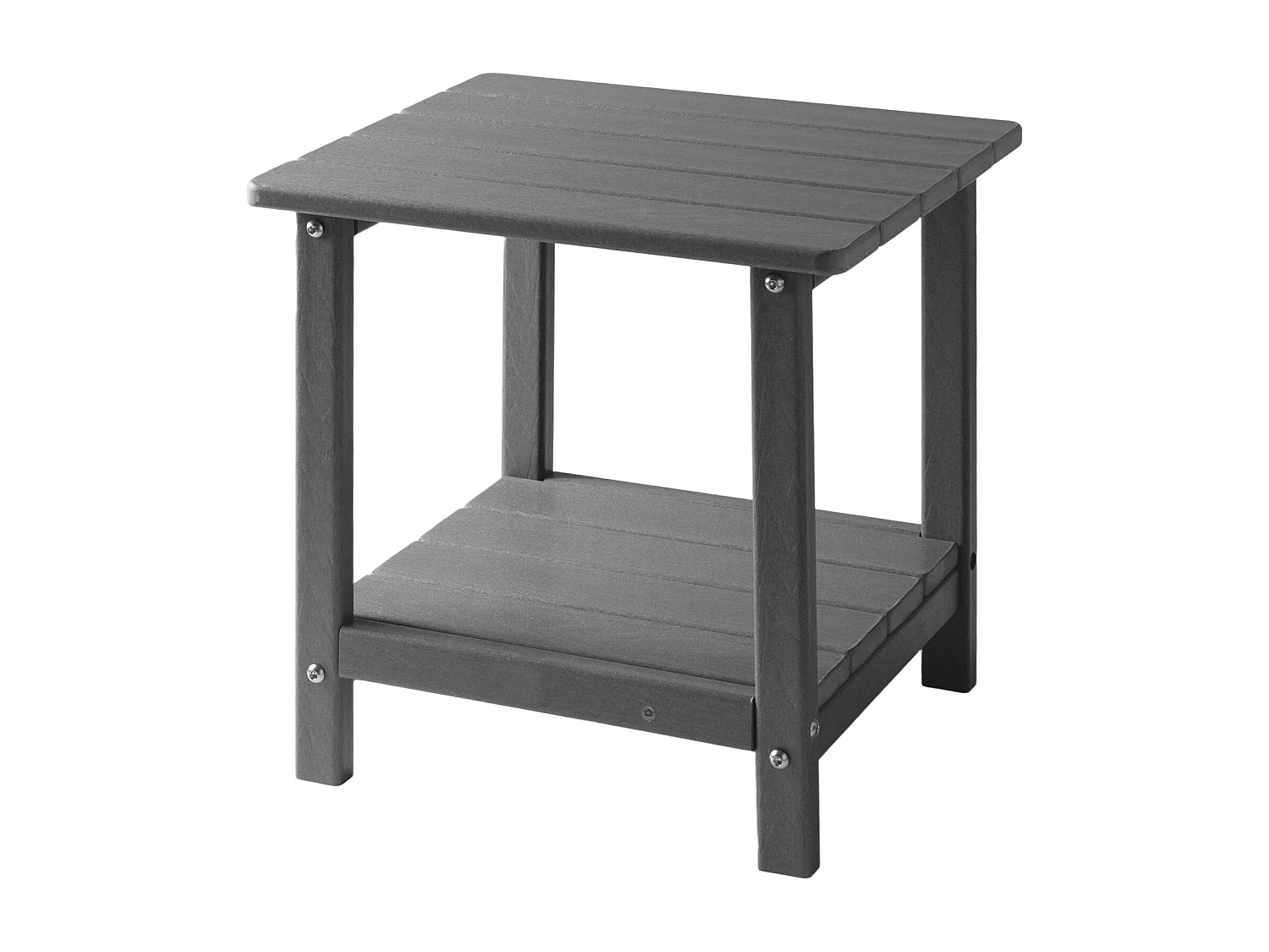 Table d’Appoint SucceBuy Extérieur Jardin, 2 Niveaux, 45 x 38 x 44 cm, en PEHD, Entretien Facile, Résiste aux Intempéries, pour Terrasse, Bord de Piscine, Gris