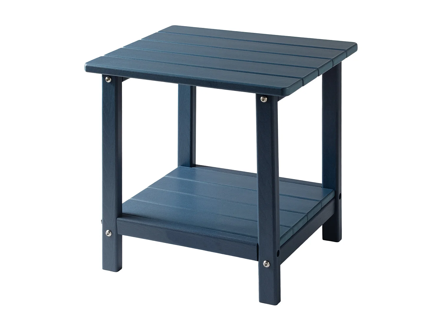 Bijzettafel Buiten Tuin SucceBuy, 2 Niveaus, 45 x 38 x 44 cm, van PEHD, Onderhoudsgemakkelijk, Weerbestendig, voor Terras, Zwembadrand, Blauw