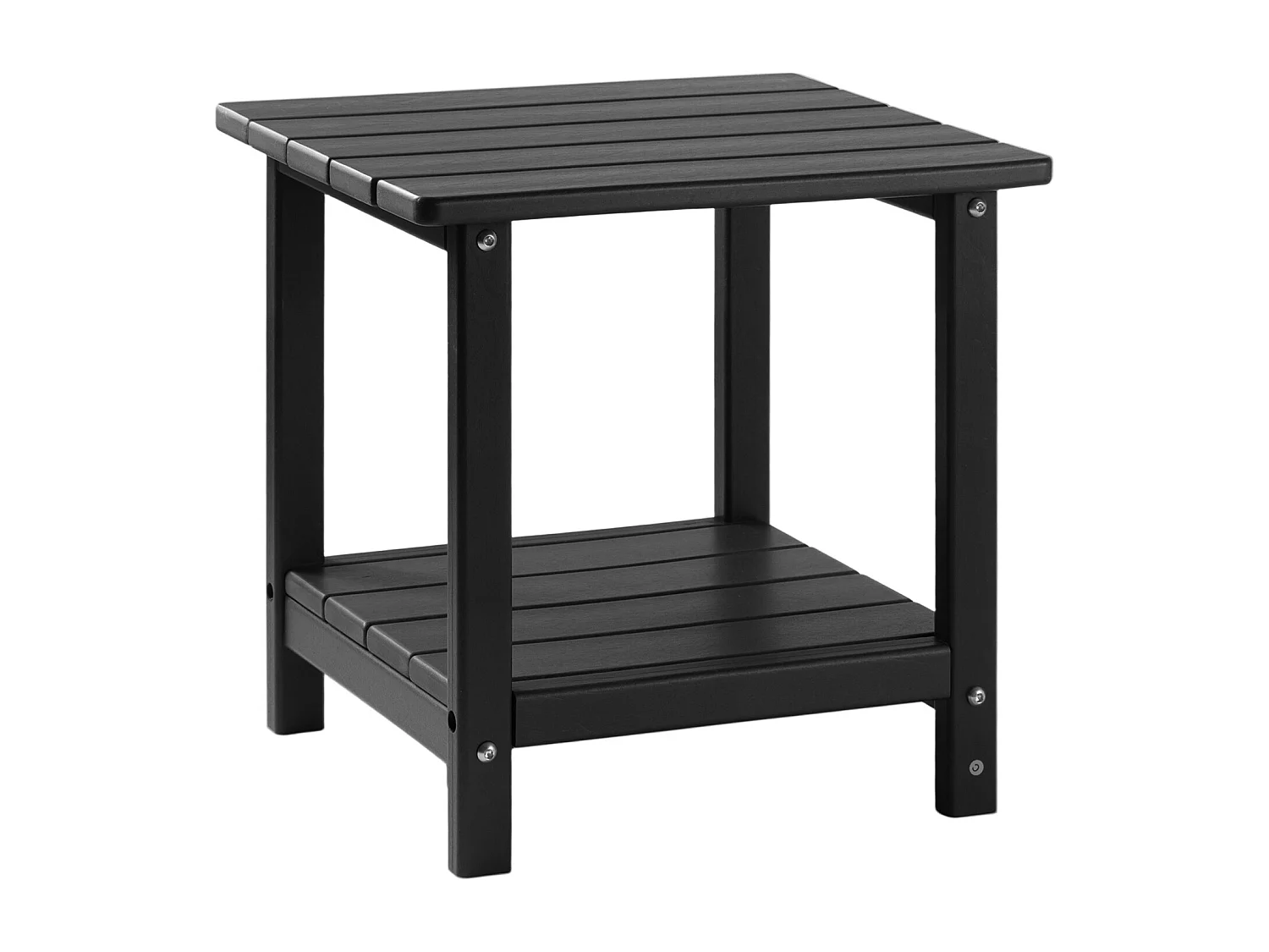 Table d’Appoint SucceBuy Extérieur Jardin, 2 Niveaux, 45 x 38 x 44 cm, en PEHD, Entretien Facile, Résiste aux Intempéries, pour Terrasse, Bord de Piscine, Noir