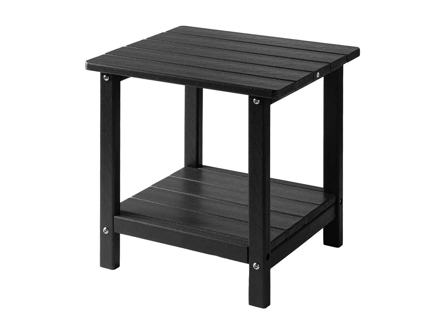 Table d’Appoint SucceBuy Extérieur Jardin, 2 Niveaux, 45 x 38 x 44 cm, en PEHD, Entretien Facile, Résiste aux Intempéries, pour Terrasse, Bord de Piscine, Noir