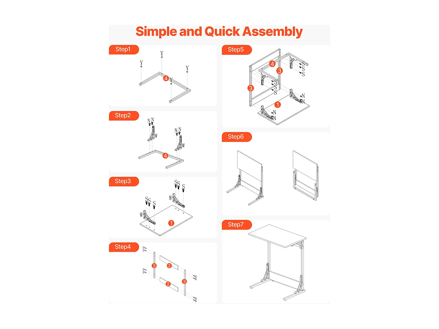 Stolik Auxiliary SucceBuy Składany w Kształcie C, Stoliki do Kanapy z Rama Metalową i Regulowanymi Nóżkami, Składana Platforma TV, Niski Stolik w C do Salonu