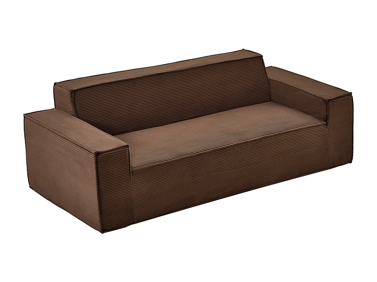 Moderne Bank SucceBuy 211 cm, Comfortabele Wolkenbank van Ribfluweel met Diepe Zittingen, Grote Pluizige Woonkamerbank met Brede Armleuningen, Bruin