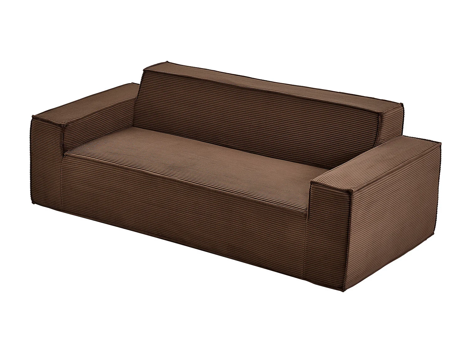 Moderne Bank SucceBuy 211 cm, Comfortabele Wolkenbank van Ribfluweel met Diepe Zittingen, Grote Pluizige Woonkamerbank met Brede Armleuningen, Bruin