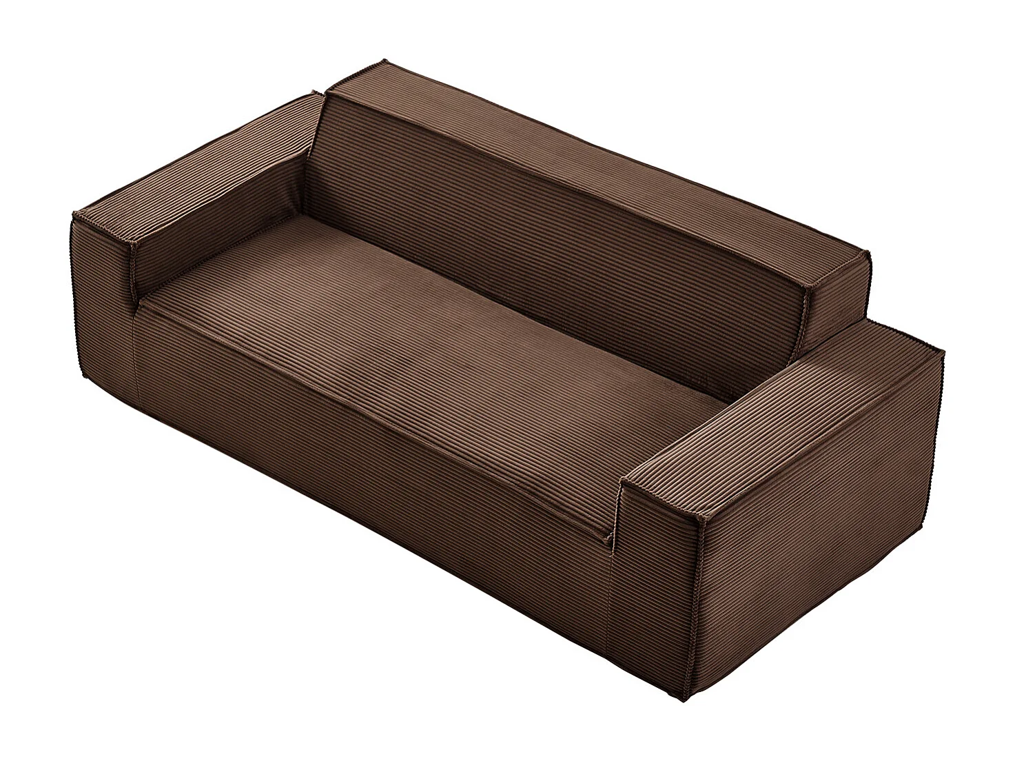 Moderne Bank SucceBuy 211 cm, Comfortabele Wolkenbank van Ribfluweel met Diepe Zittingen, Grote Pluizige Woonkamerbank met Brede Armleuningen, Bruin