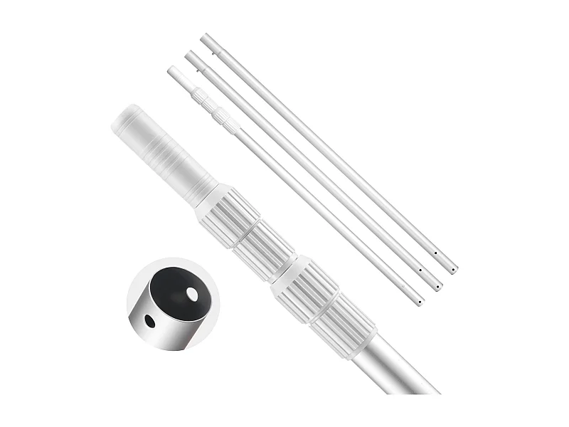 Perche de Piscine Télescopique SucceBuy de 1 à 4,6 m, Poteau de Piscine Professionnel Réglable avec 2 Rallonges, Bâton de Nettoyage en Alliage d’Aluminium