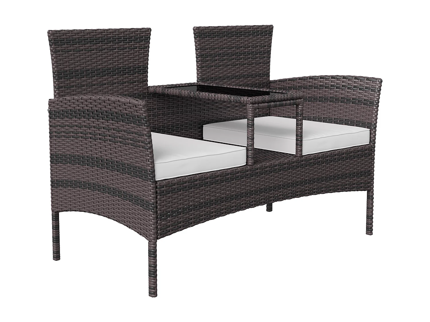 Fauteuil de Jardin Éxterieur Lot de 2 - fauteuil de jardin avec Table et coussins - Rotin - 2 places - pour Jardin, et Terrasse - brun