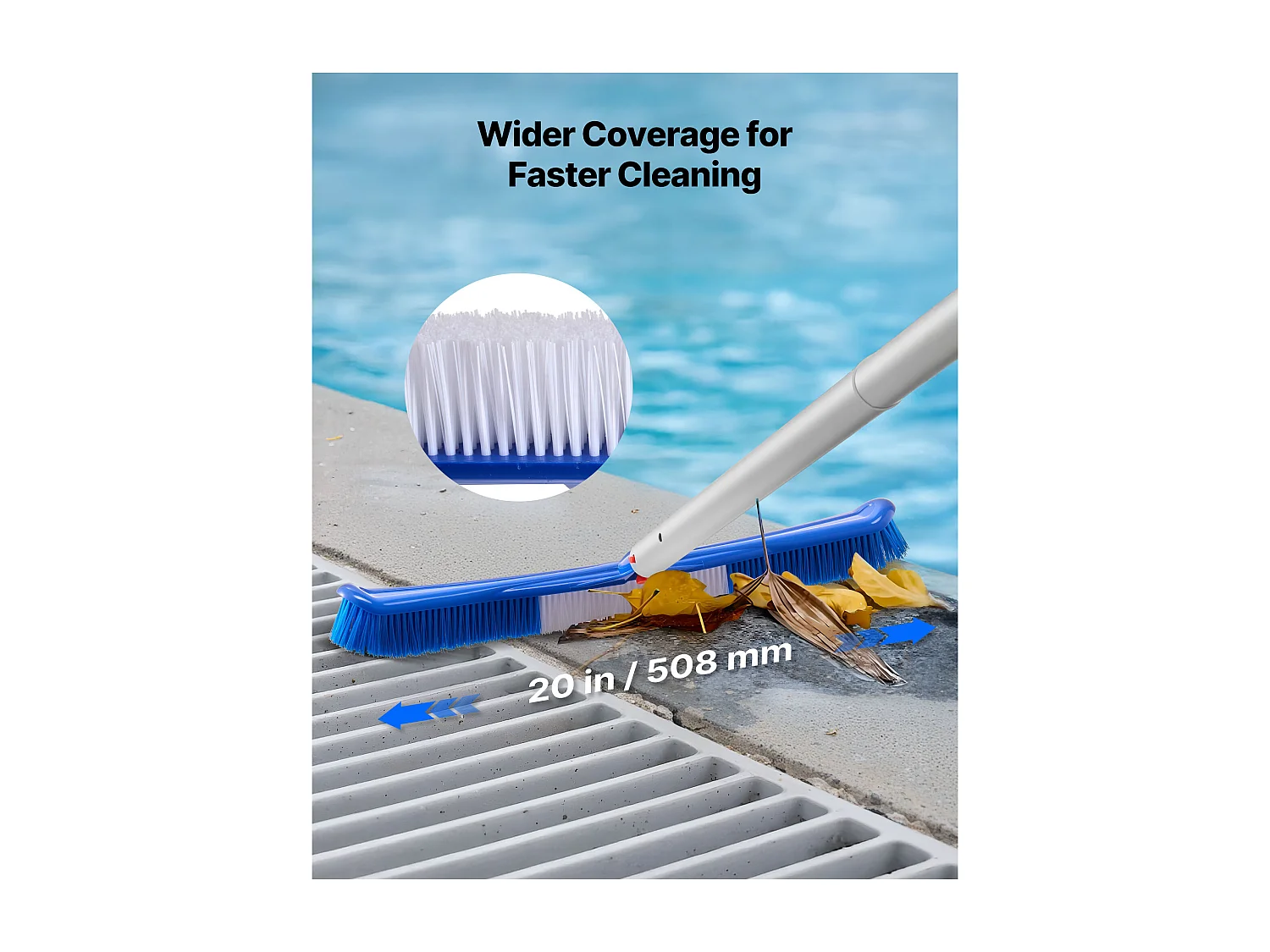 Pool-Reinigungsset SucceBuy, 2 Abnehmbare Bürstenköpfe 51 cm/14 cm und 2 Poolkescher mit Feinmasche, 4-in-1 Reinigungswerkzeug-Set