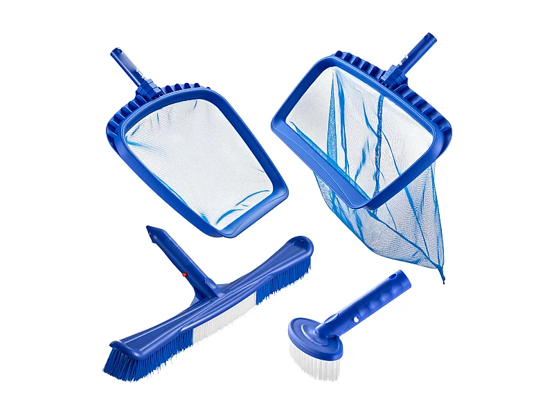 Pool-Reinigungsset SucceBuy, 2 Abnehmbare Bürstenköpfe 51 cm/14 cm und 2 Poolkescher mit Feinmasche, 4-in-1 Reinigungswerkzeug-Set